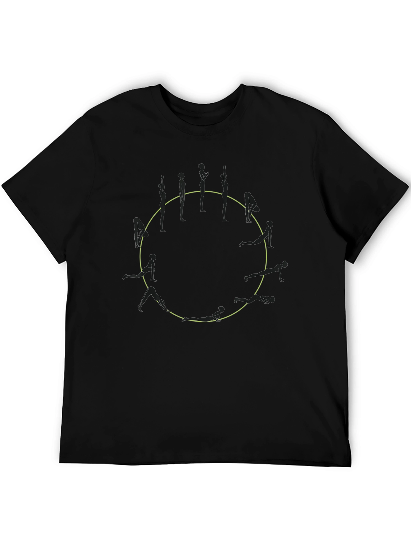 Black Yoga Poses Circle Graphic Black Tee view 5