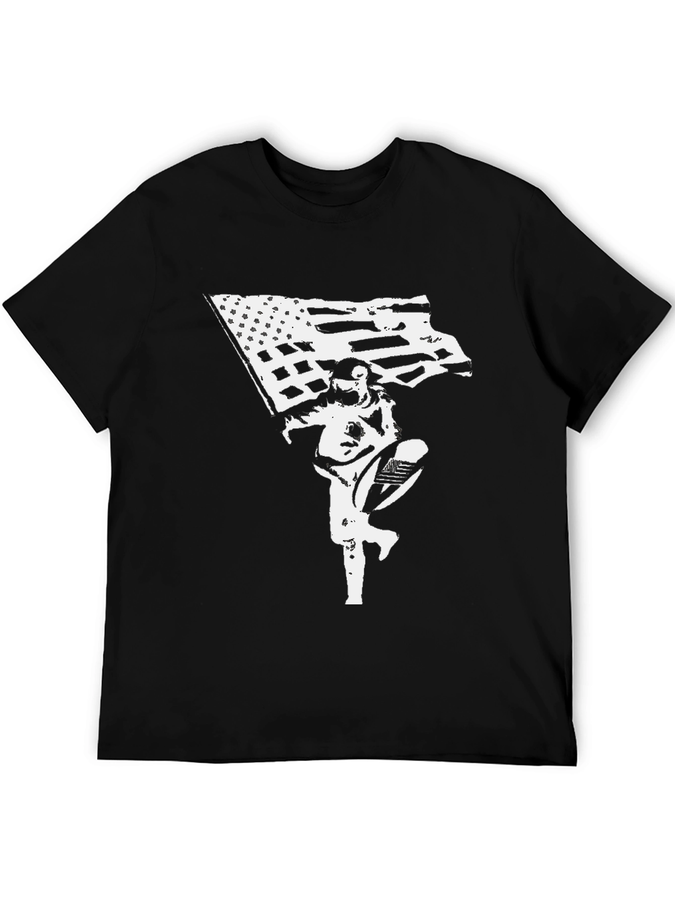 Black American Flag Astronaut Black T-Shirt view 5