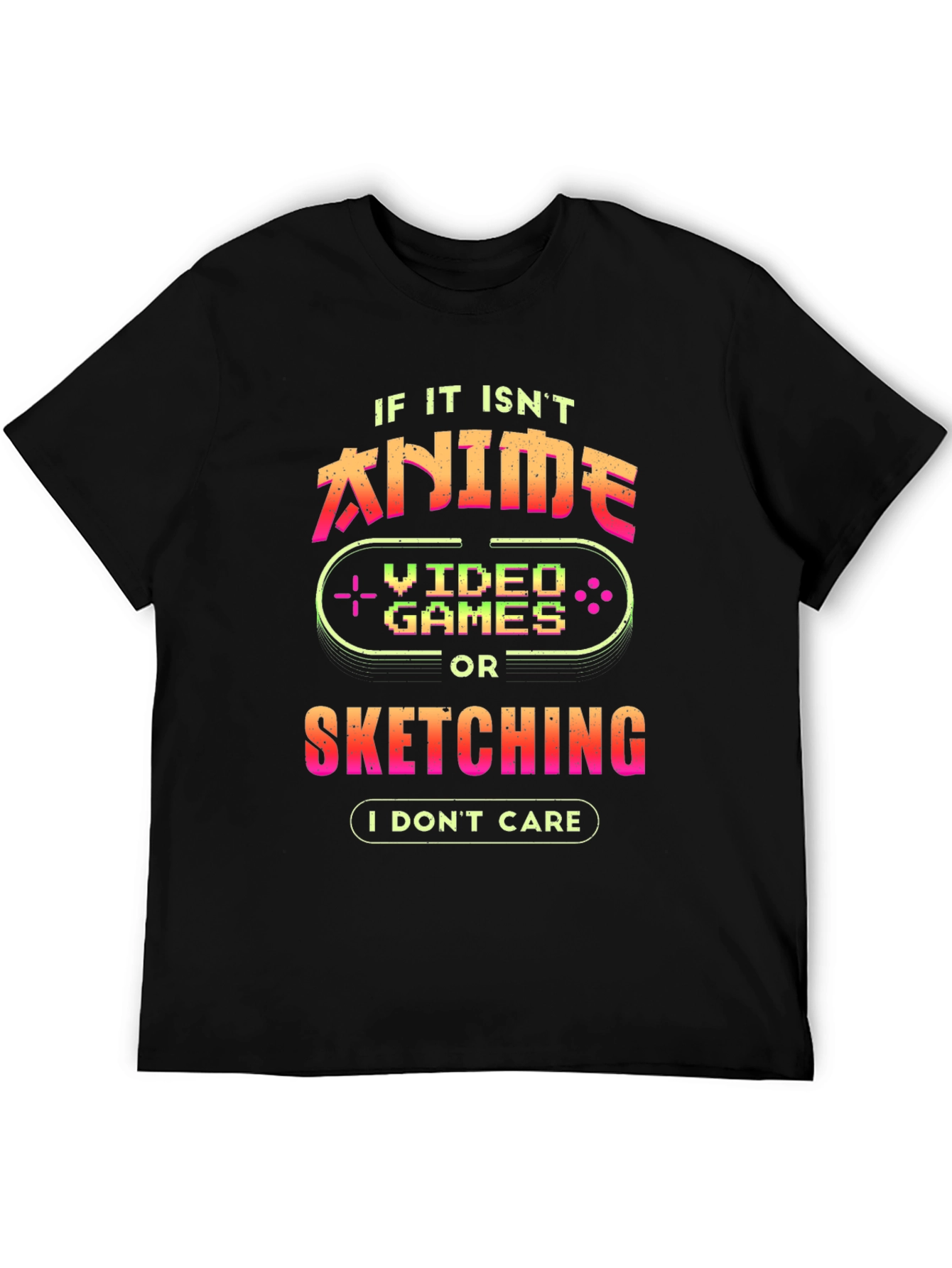 Black Anime Video Games Sketching Graphic Tee view 5