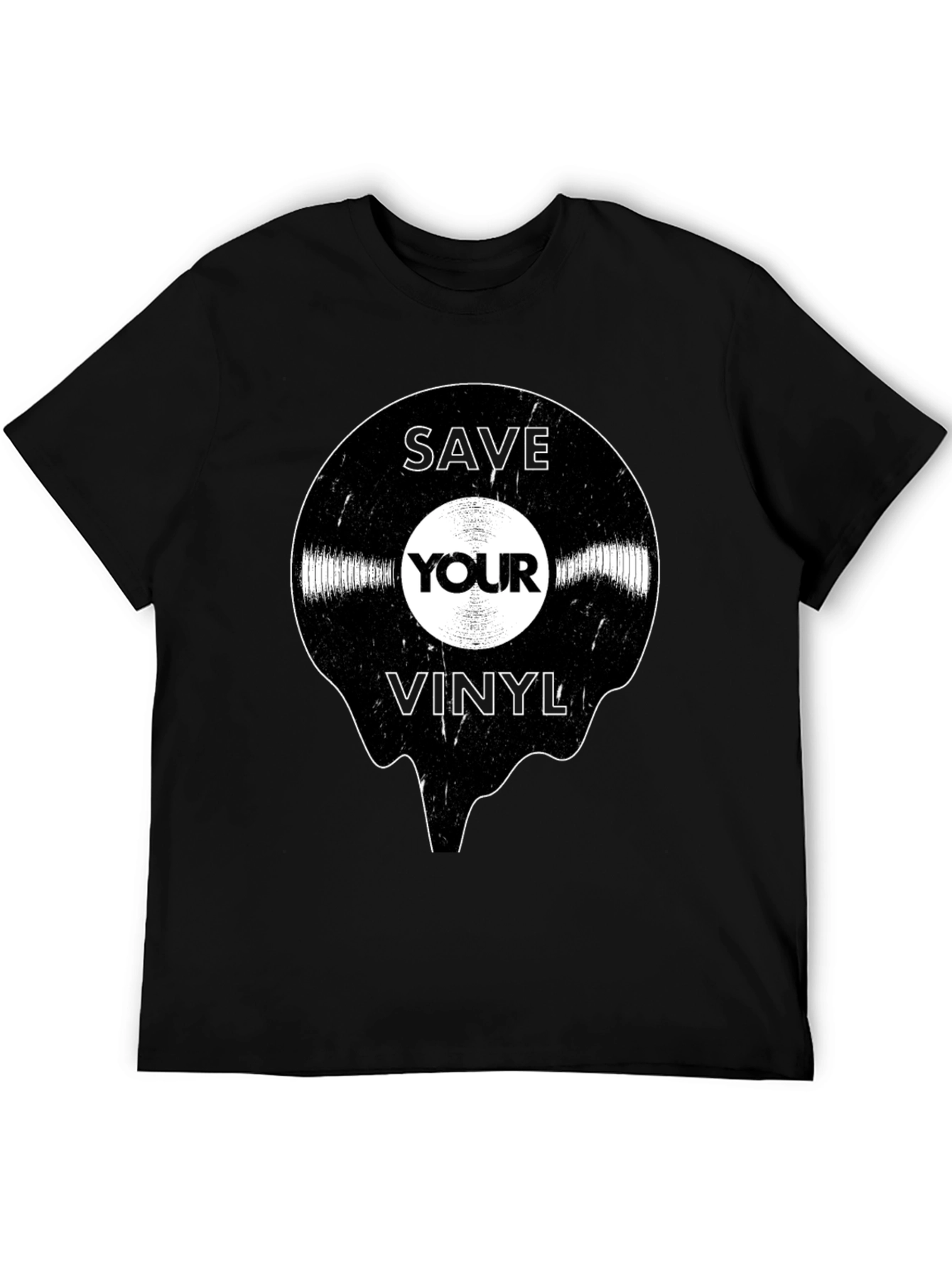 Black Save Your Vinyl Record Graphic T-Shirt - Retro Music Lover Tee view 5