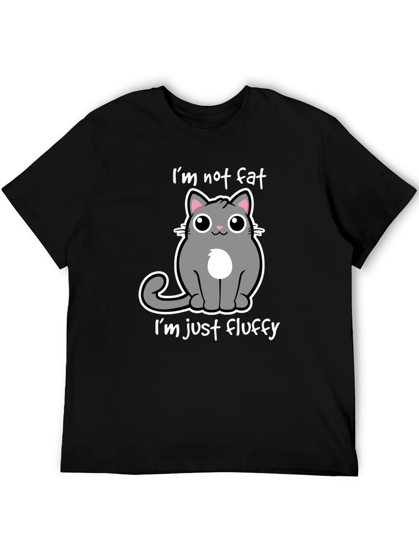 Black I'm Not Fat, I'm Just Fluffy - Cat T-Shirt view 5