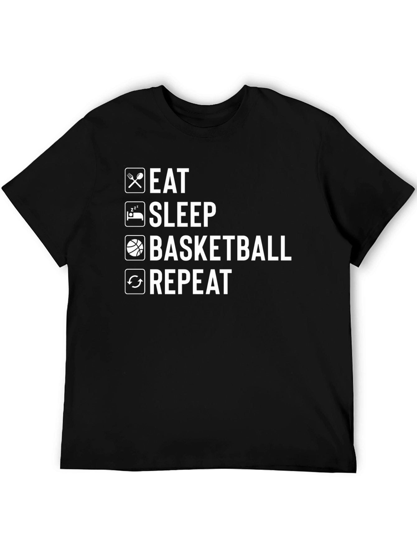 Black Eat Sleep Basketball Repeat Graphic Tee view 5