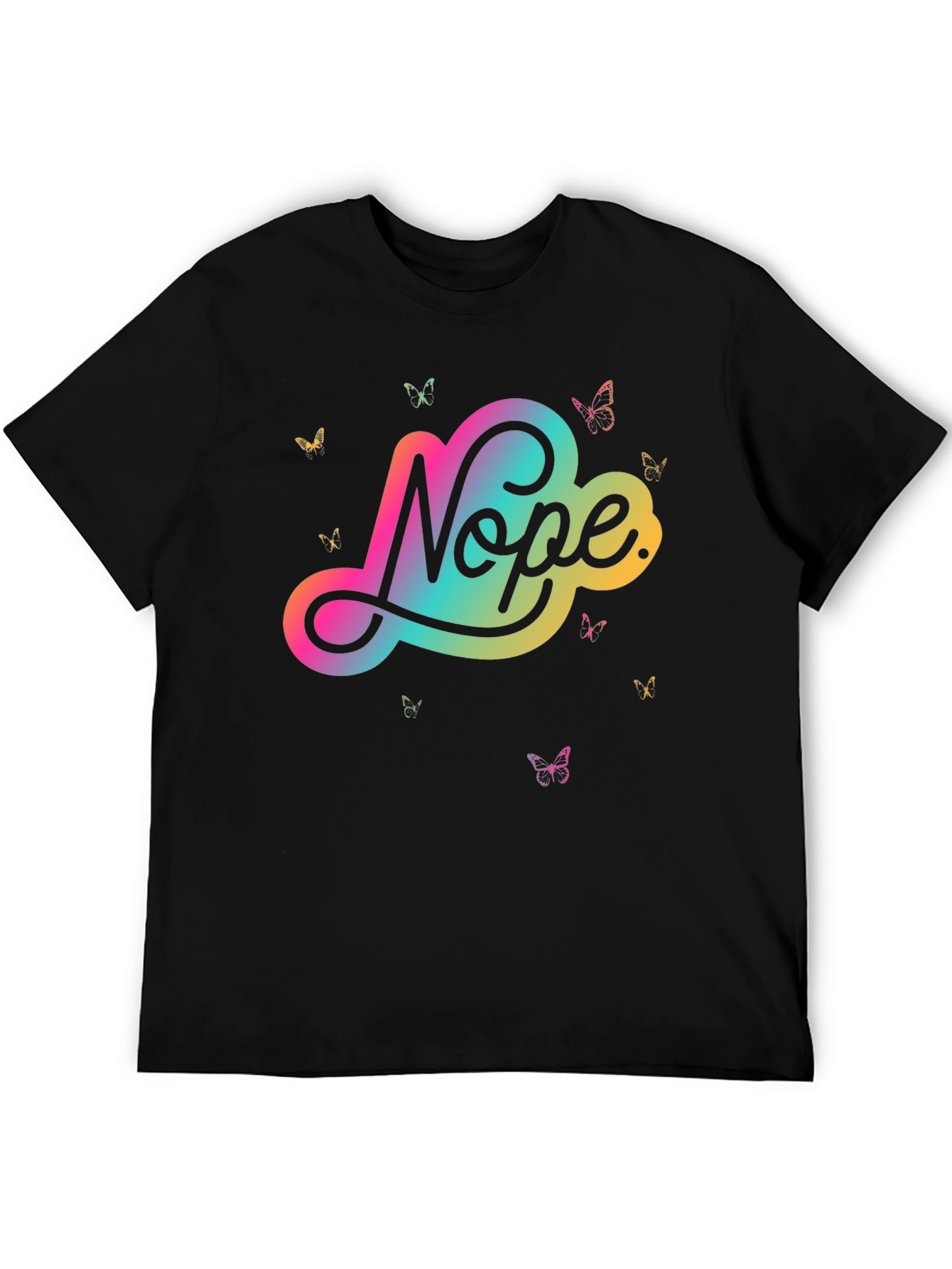 Black Nope Butterfly Graphic Tee - Modern Casual Style view 5
