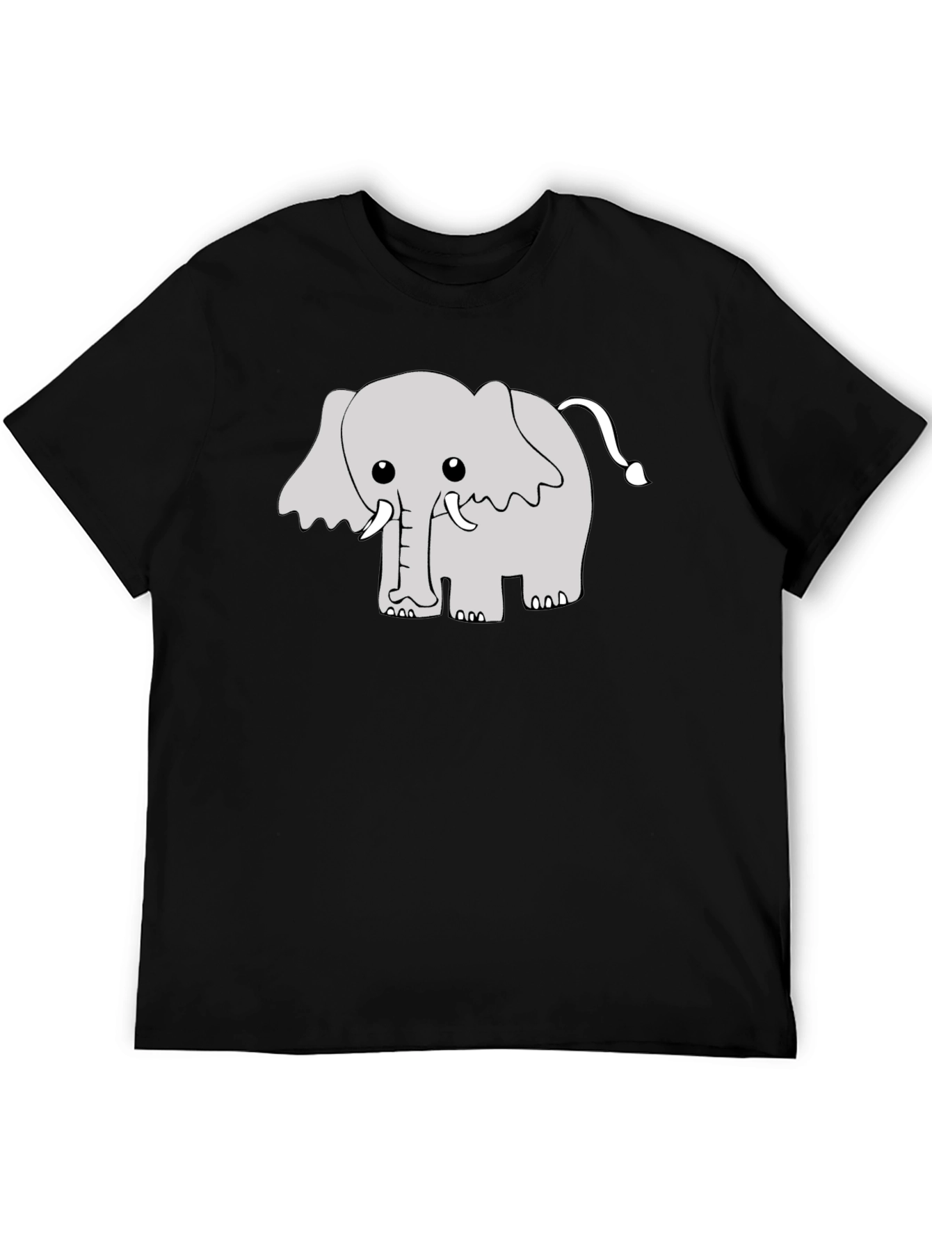Black Cute Cartoon Elephant Graphic Tee - Black view 5