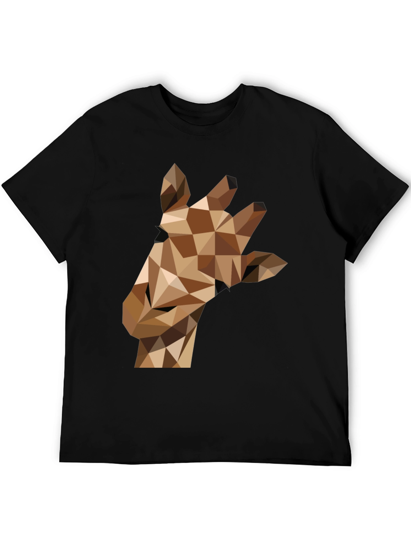 Black Geometric Giraffe Tee - Modern Animal Print Shirt view 5