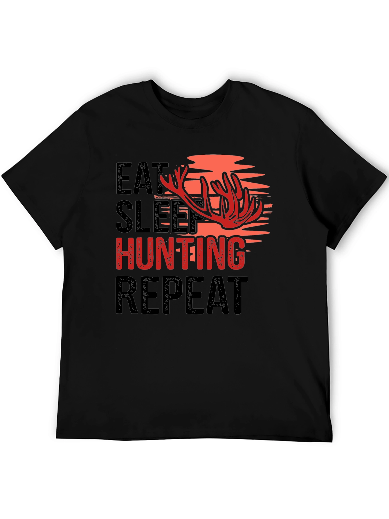 Black Eat Sleep Hunting Repeat Graphic Tee view 5