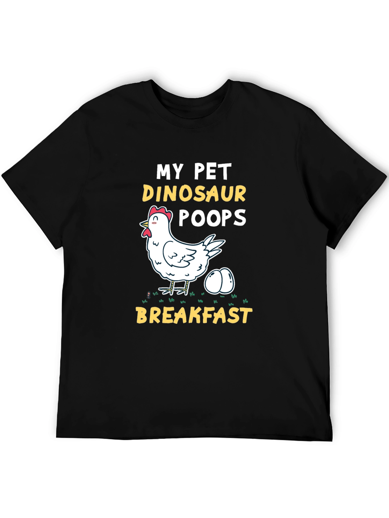 Black My Pet Dinosaur Chicken T-Shirt - Novelty Breakfast Tee view 5