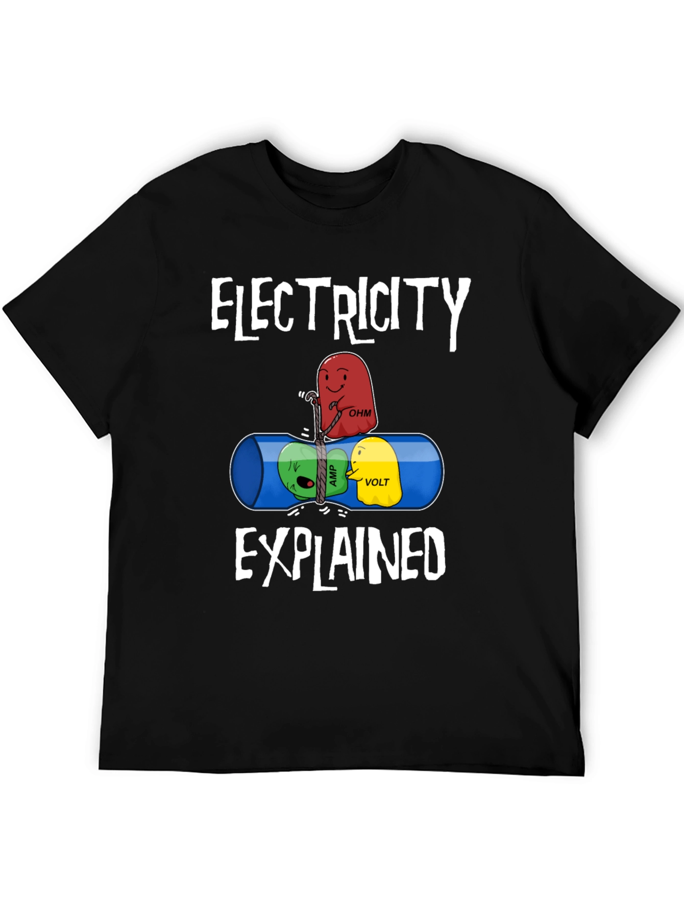 Black Electricity Explained Graphic T-Shirt view 5