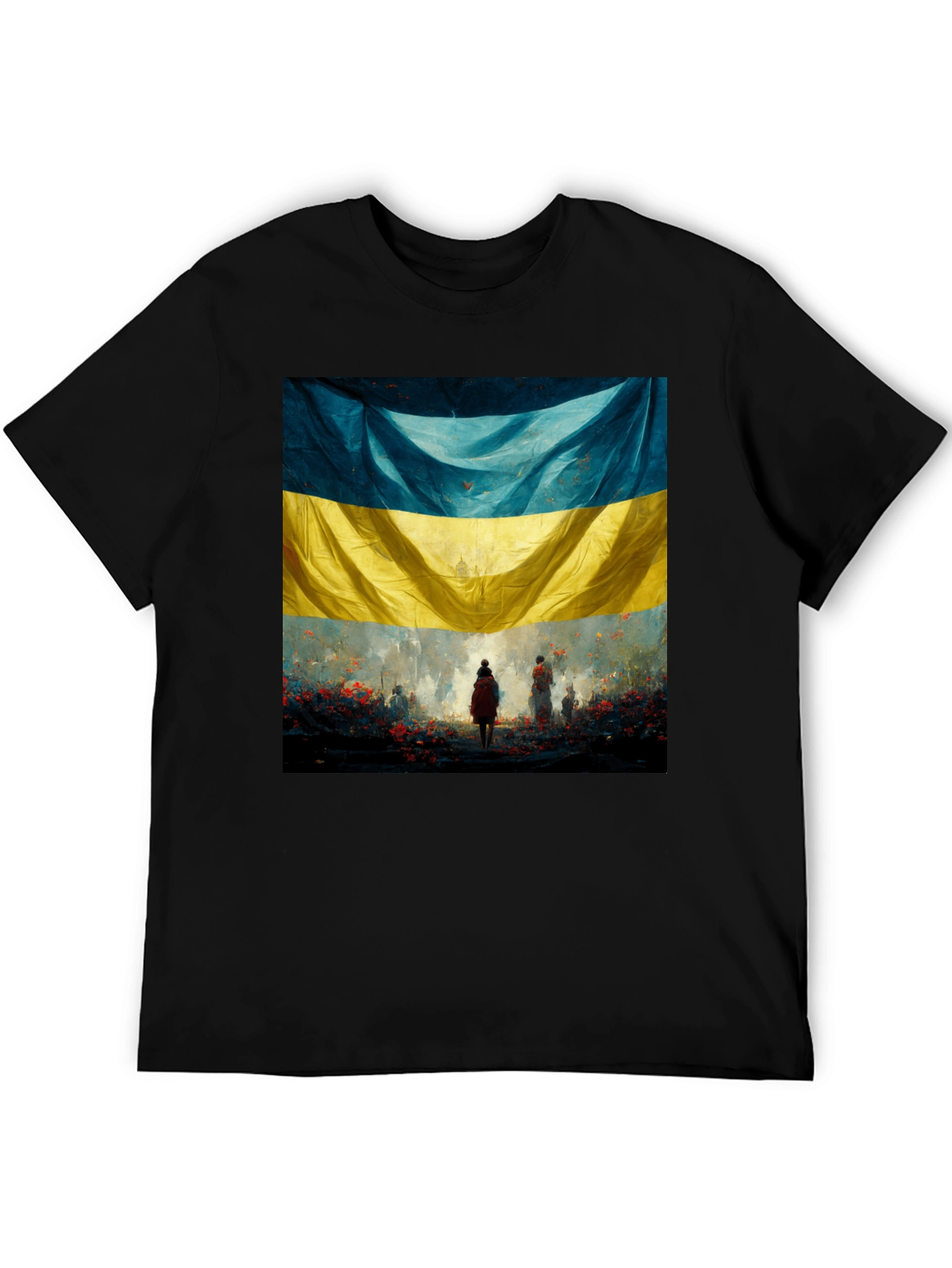 Black Ukraine Flag Art Graphic T-Shirt view 5