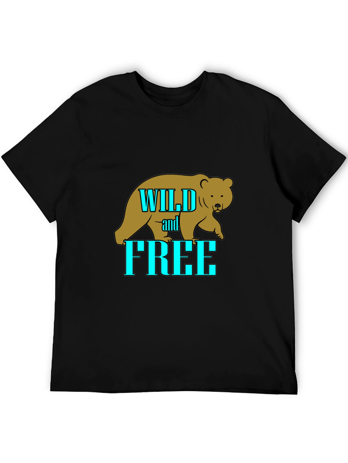 Black Wild and Free Bear Graphic T-Shirt - Black view 5