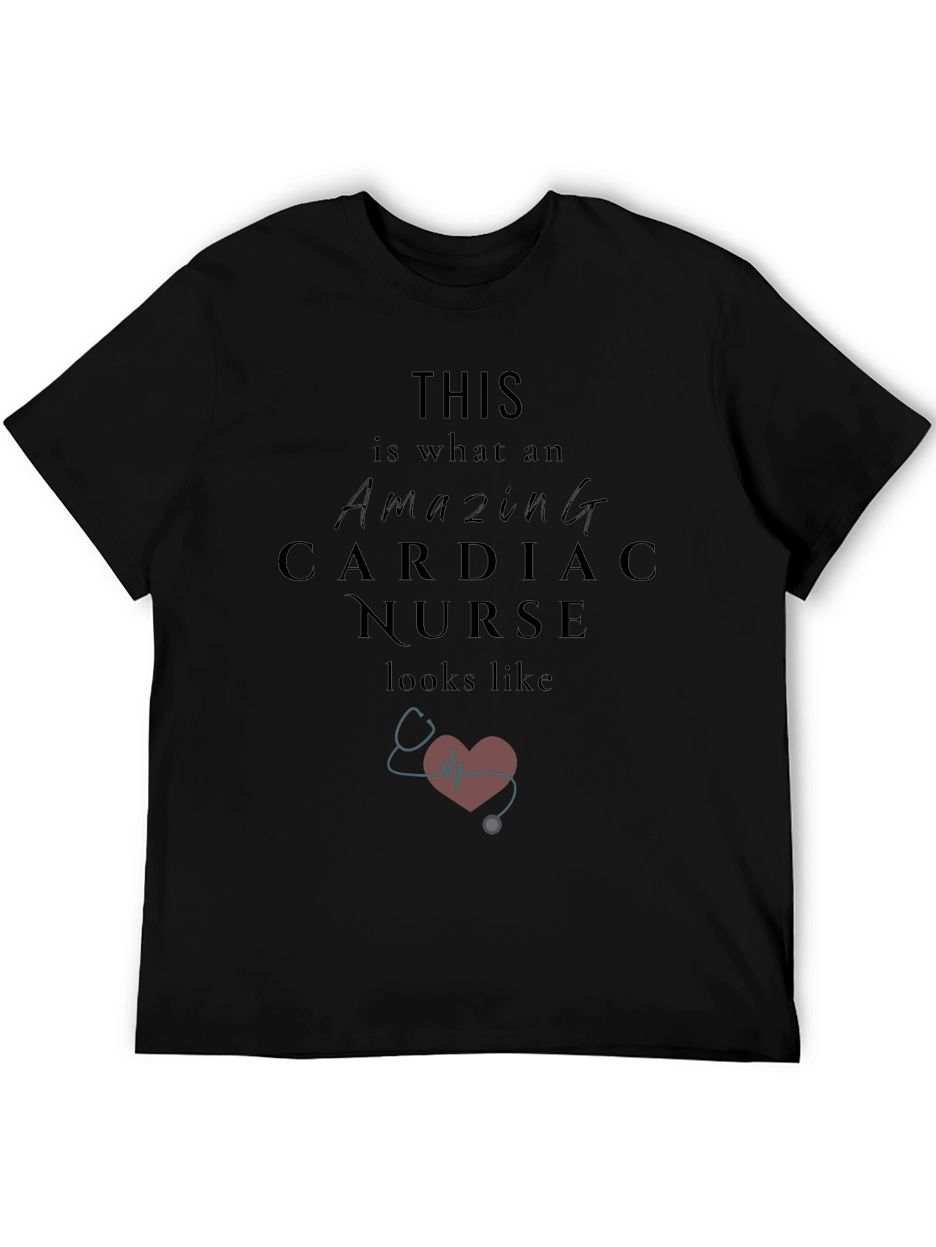 Black Amazing Cardiac Nurse Graphic T-Shirt view 5