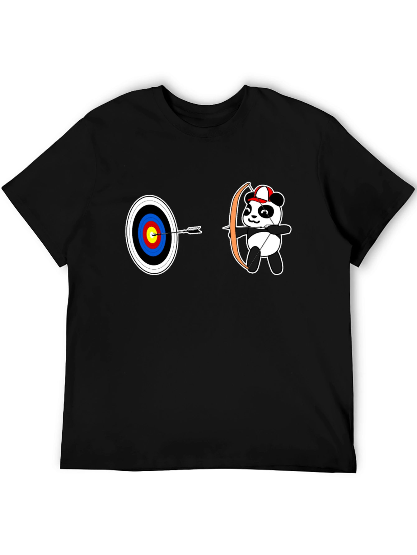 Black Archery Panda Graphic Tee - Black Cotton T-Shirt view 5