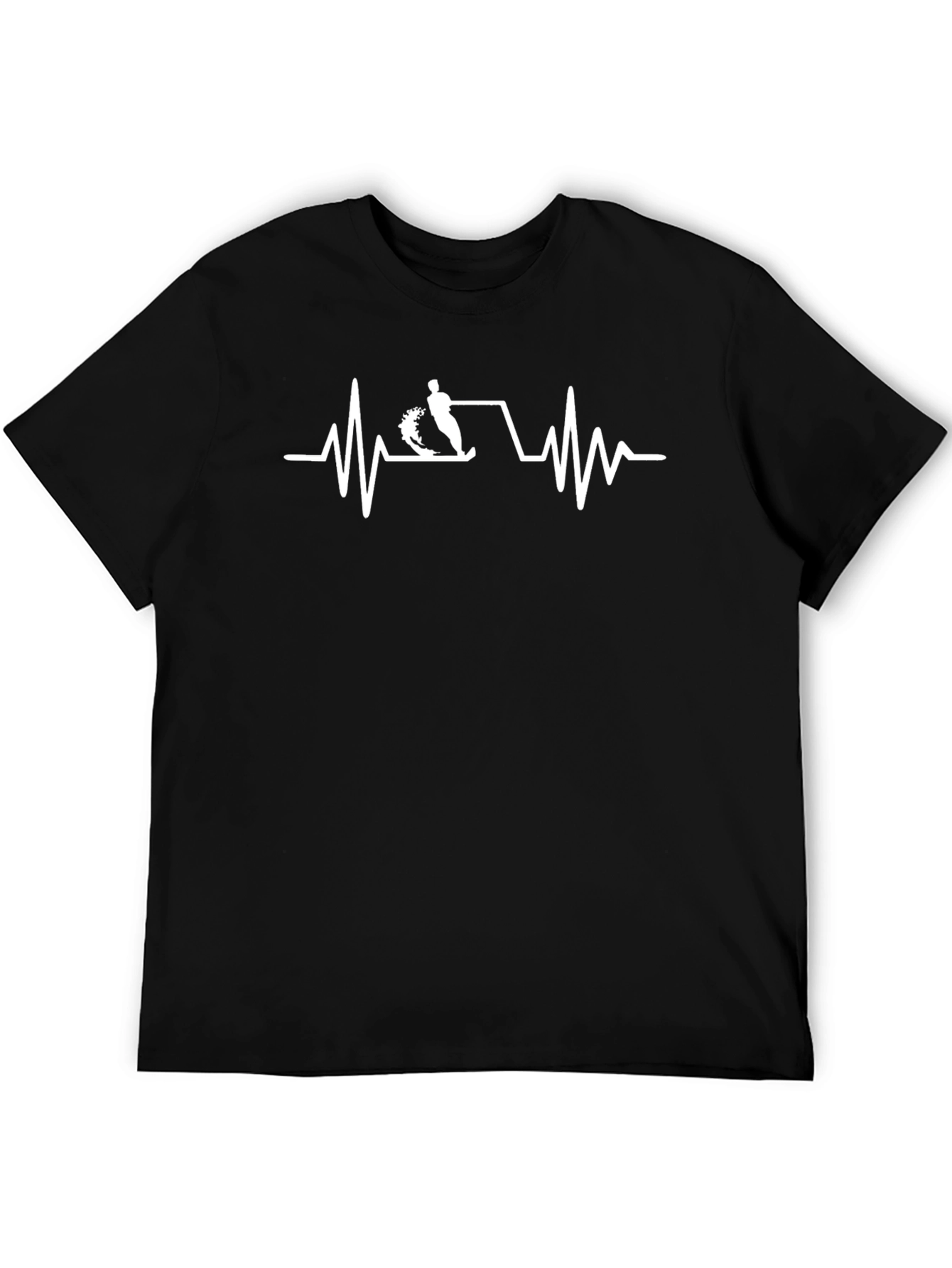 Black Water Ski Heartbeat T-Shirt - Black view 5