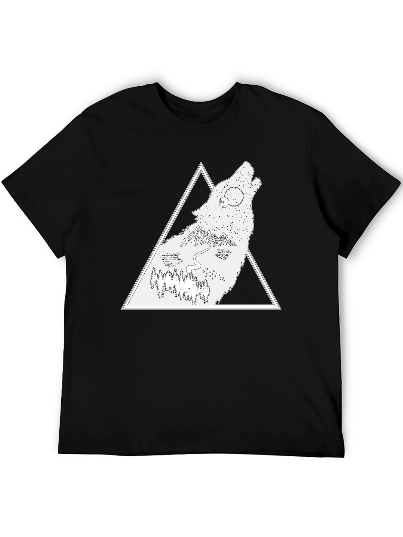 Black Wolf Nature Scene Graphic Tee - Black view 5