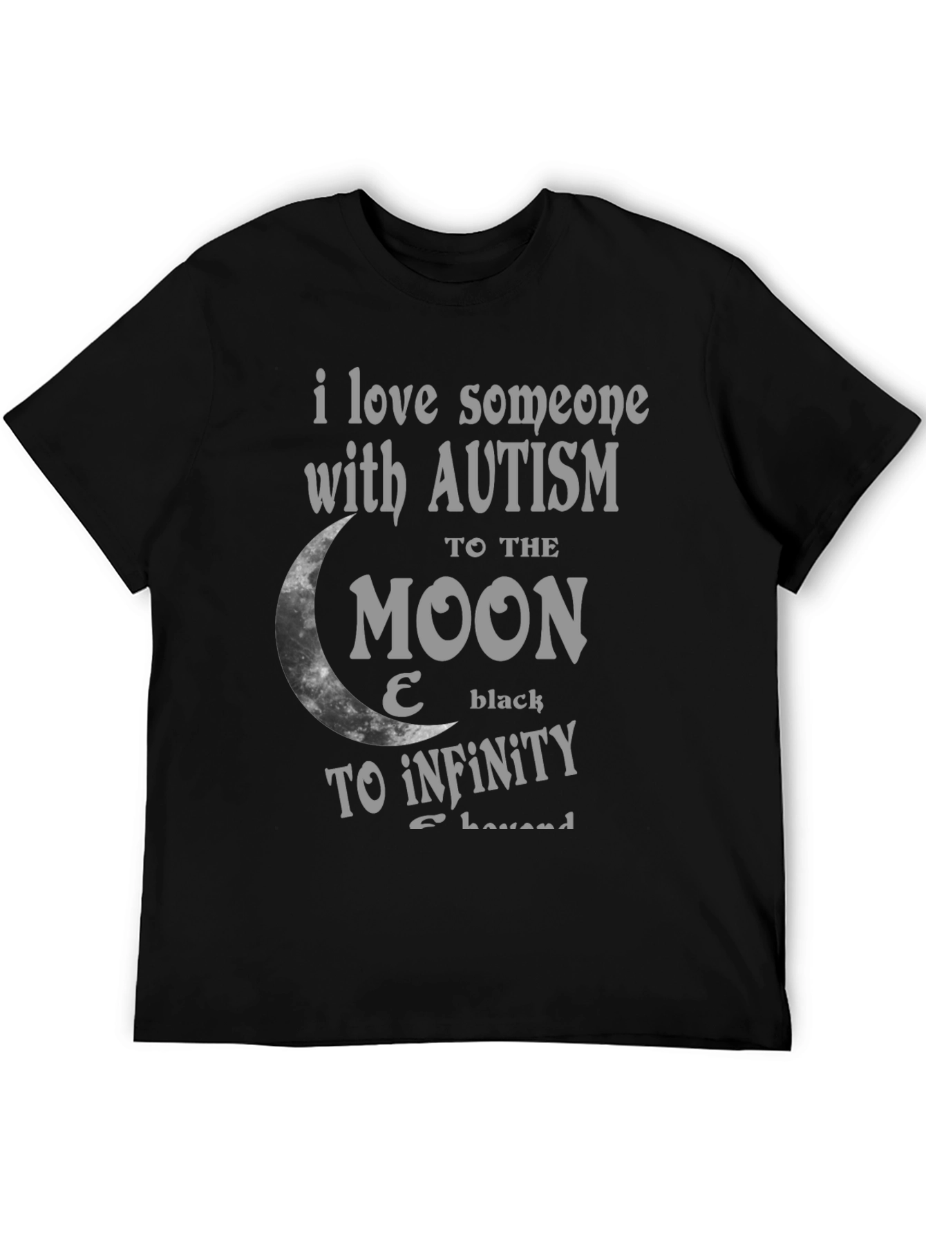 Black Autism Awareness Tee: Love to the Moon & Back T-Shirt view 5