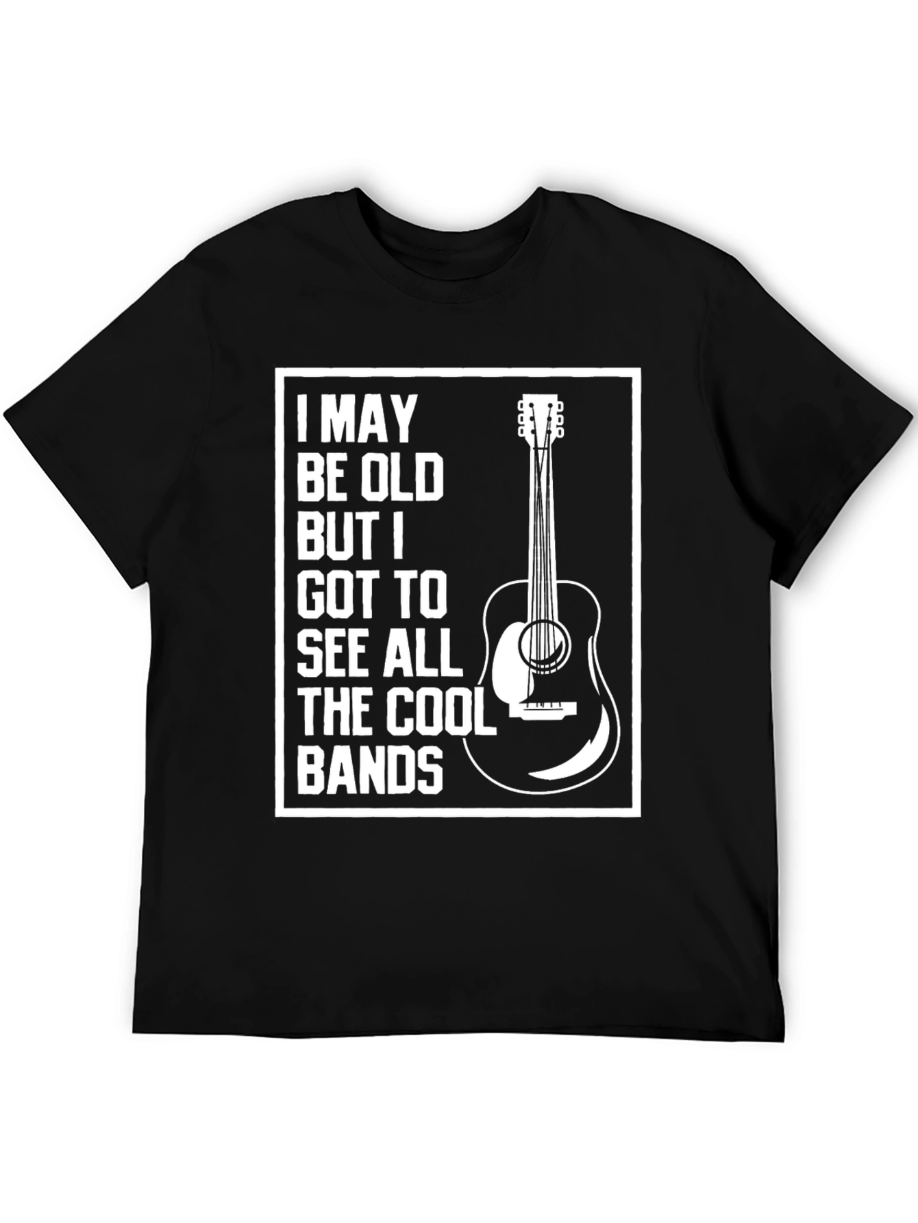 Black Cool Bands Guitar Graphic Tee view 5
