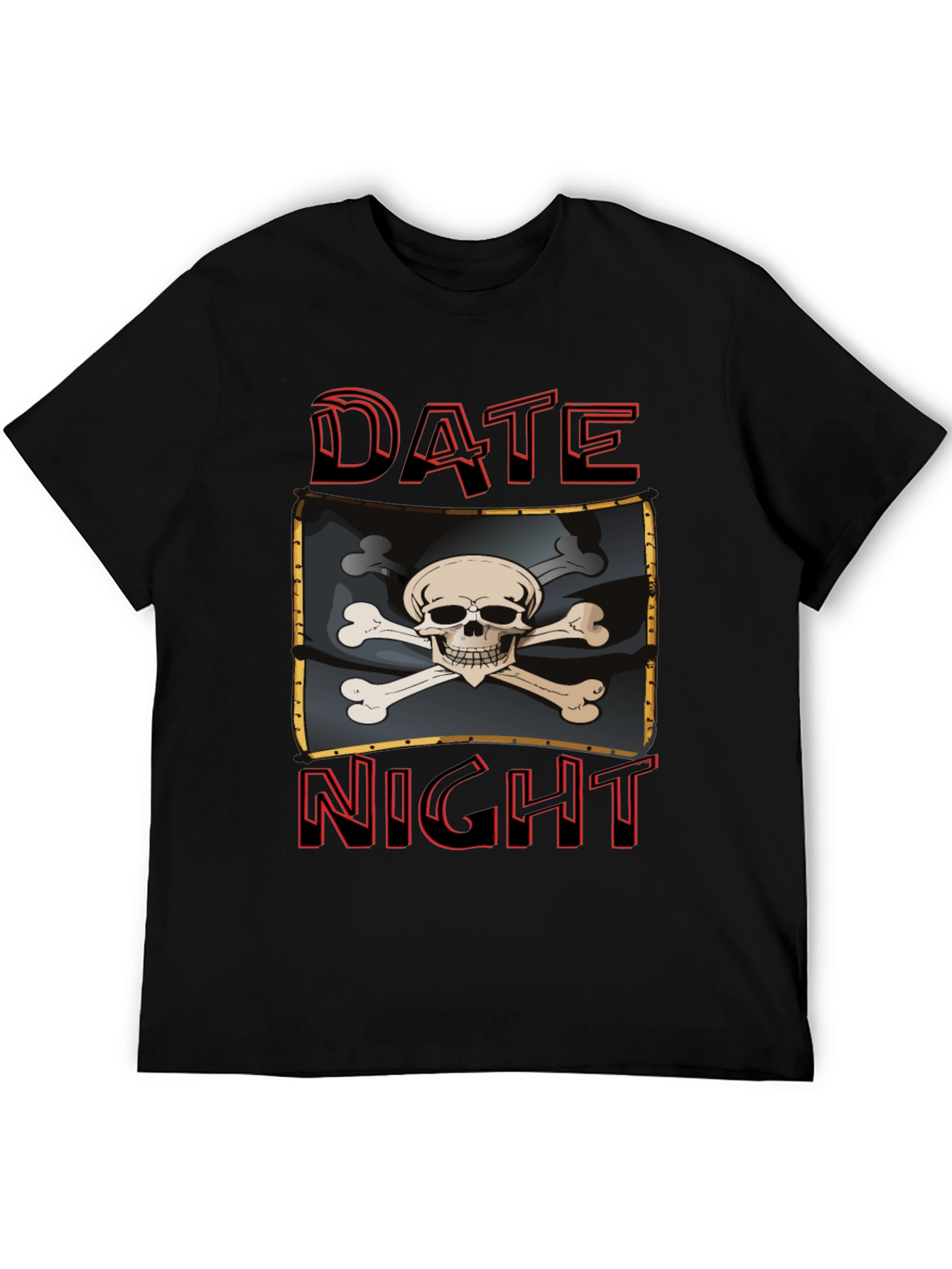 Black Date Night Skull and Crossbones Graphic T-Shirt view 5