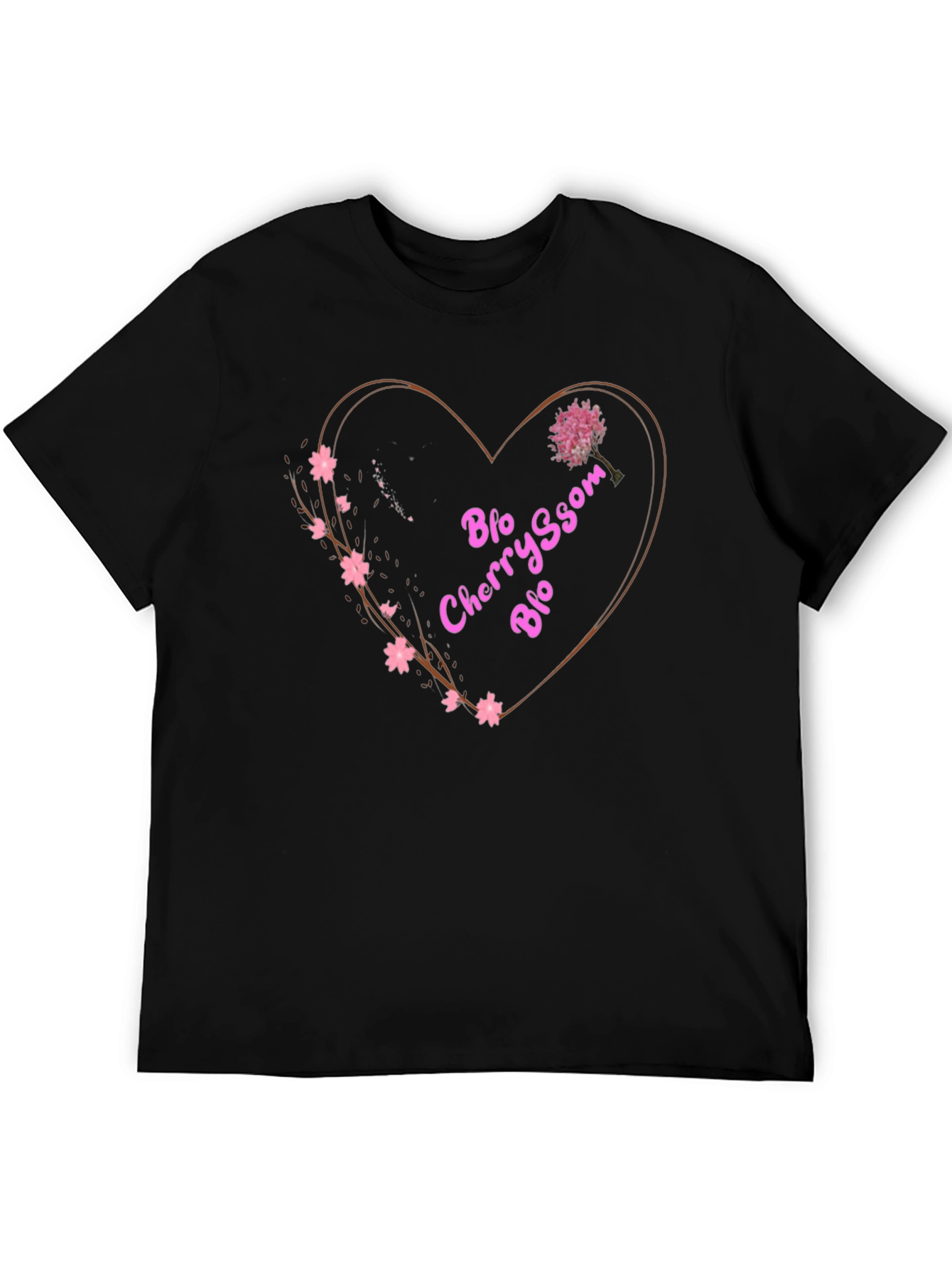 Black Cherry Blossom Blo T-Shirt - Heart Design view 5