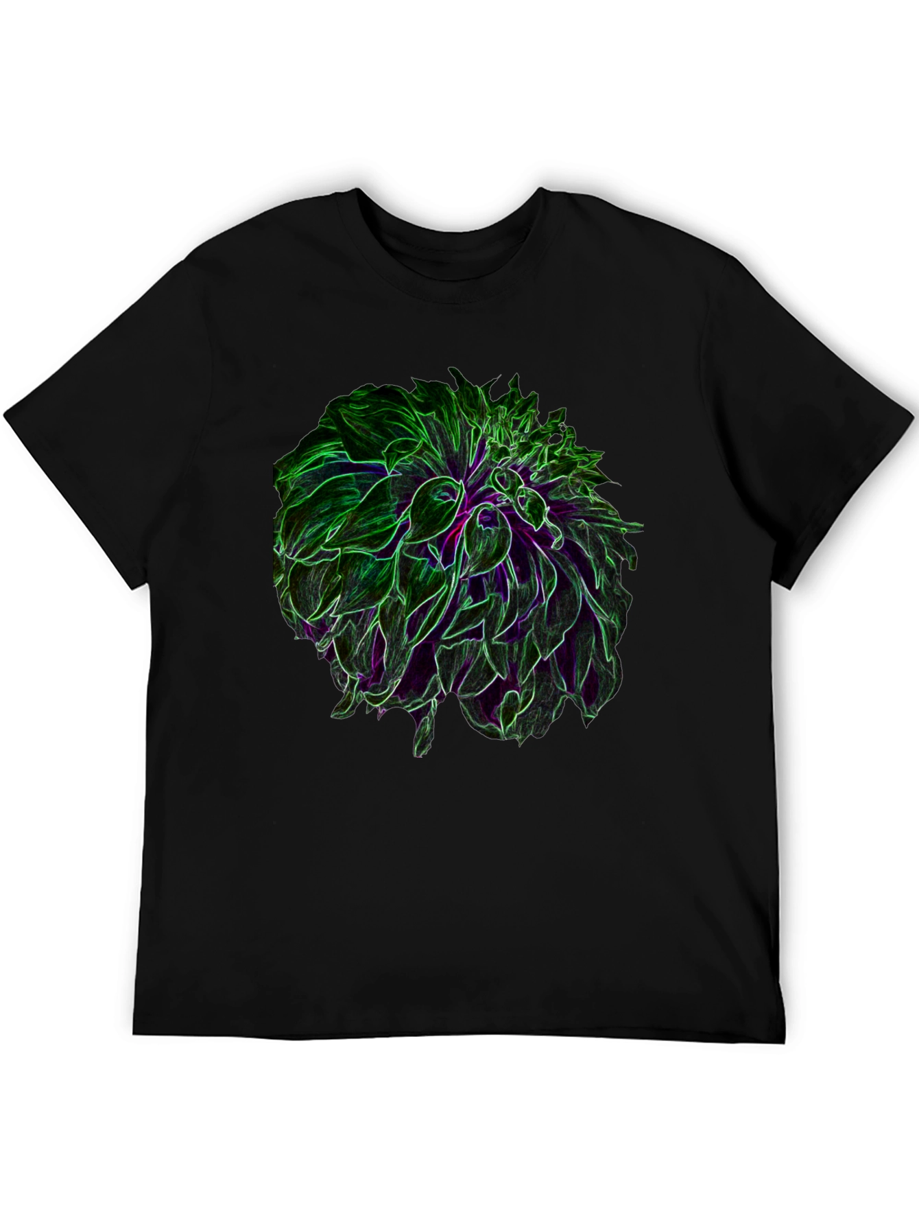 Black Neon Floral Graphic Black T-Shirt view 5