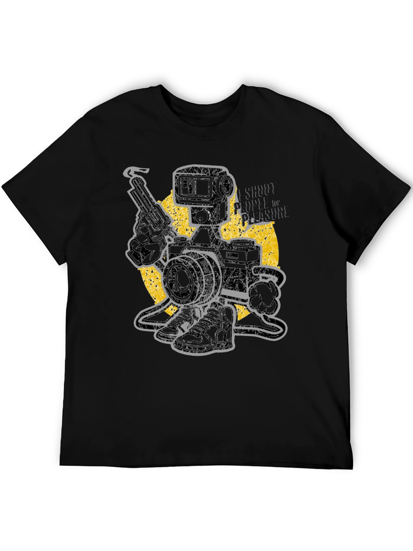 Black Retro Camera Robot T-Shirt - Shoot for Pleasure view 5