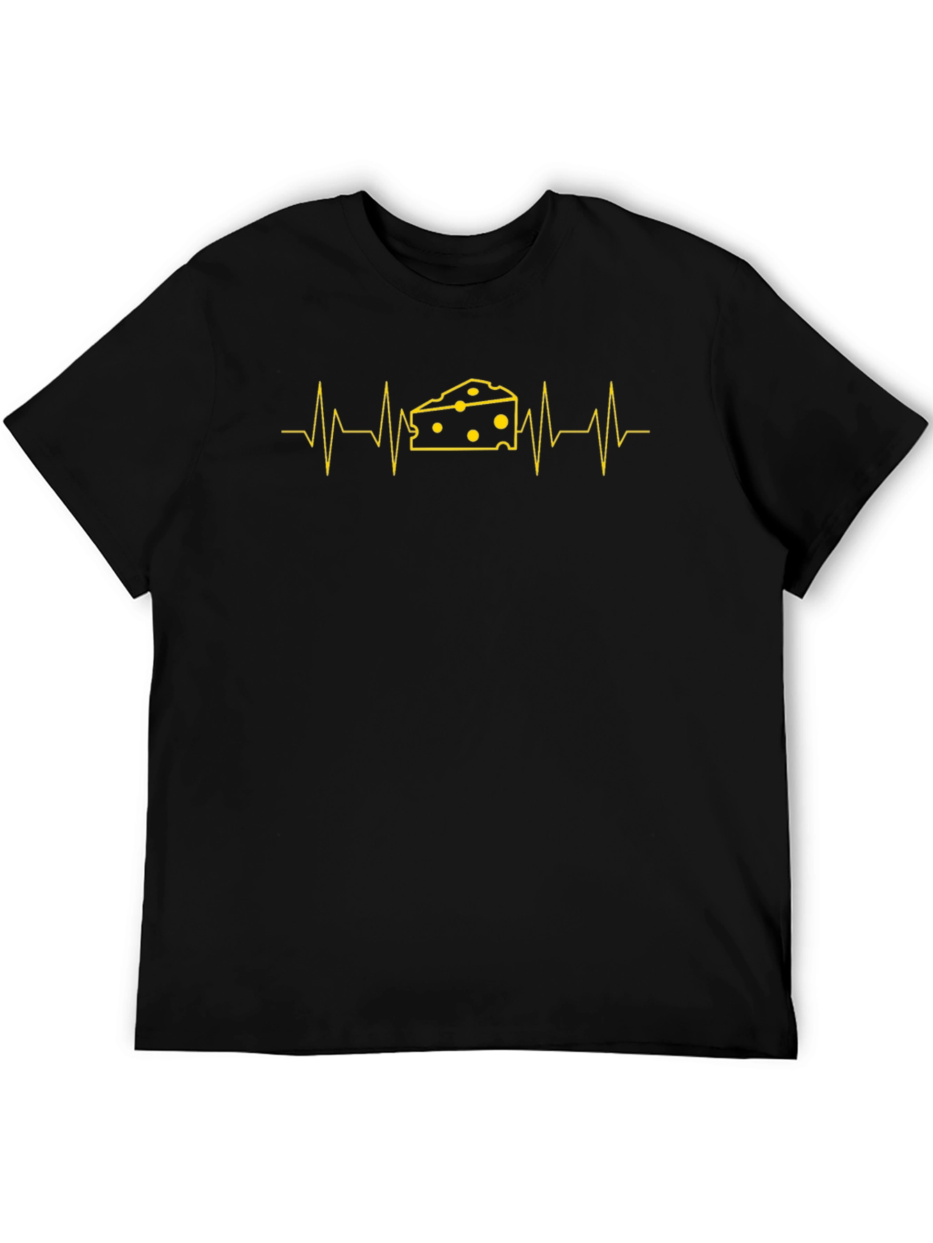 Black Cheese Heartbeat Graphic Tee - Black Cotton T-Shirt view 5