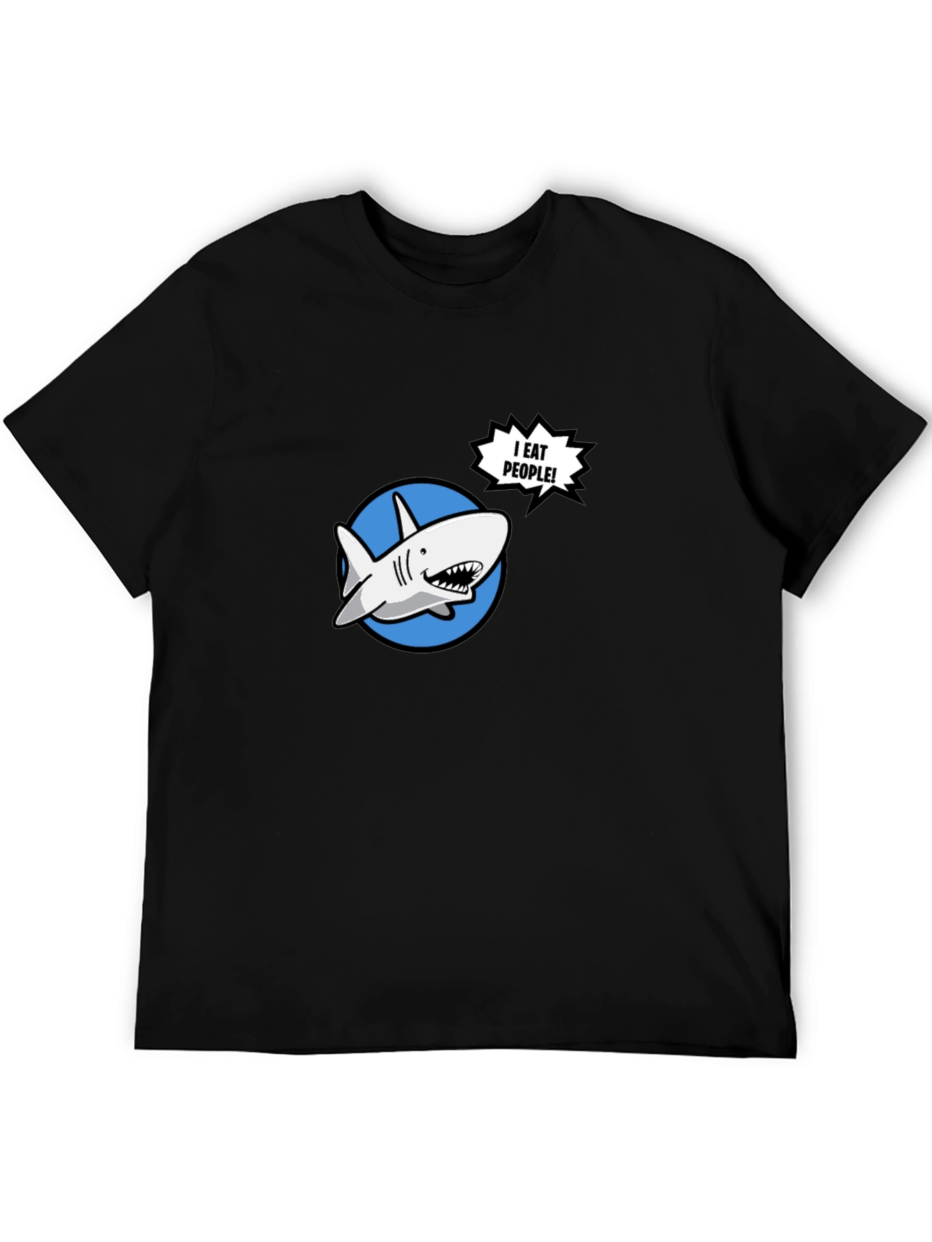 Black Funny Shark T-Shirt - I Eat People! view 5