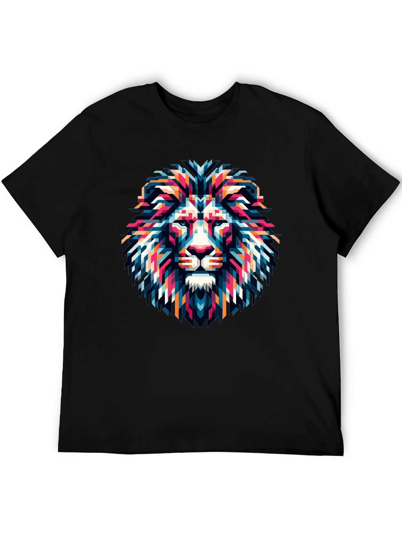 Black Geometric Lion Graphic Tee - Modern Artistic Style view 5