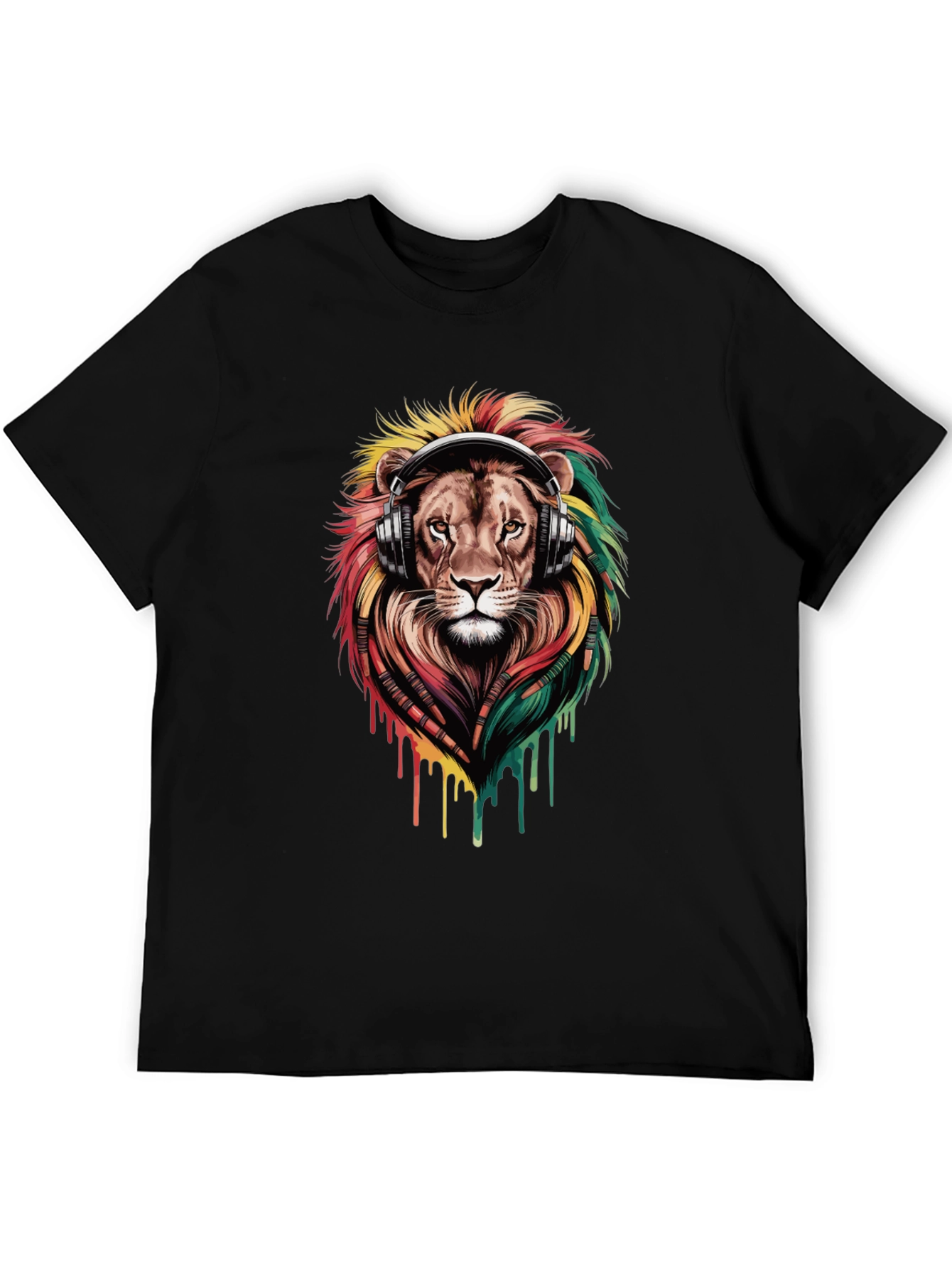 Black Lion Headphones Graphic Tee - Black view 5
