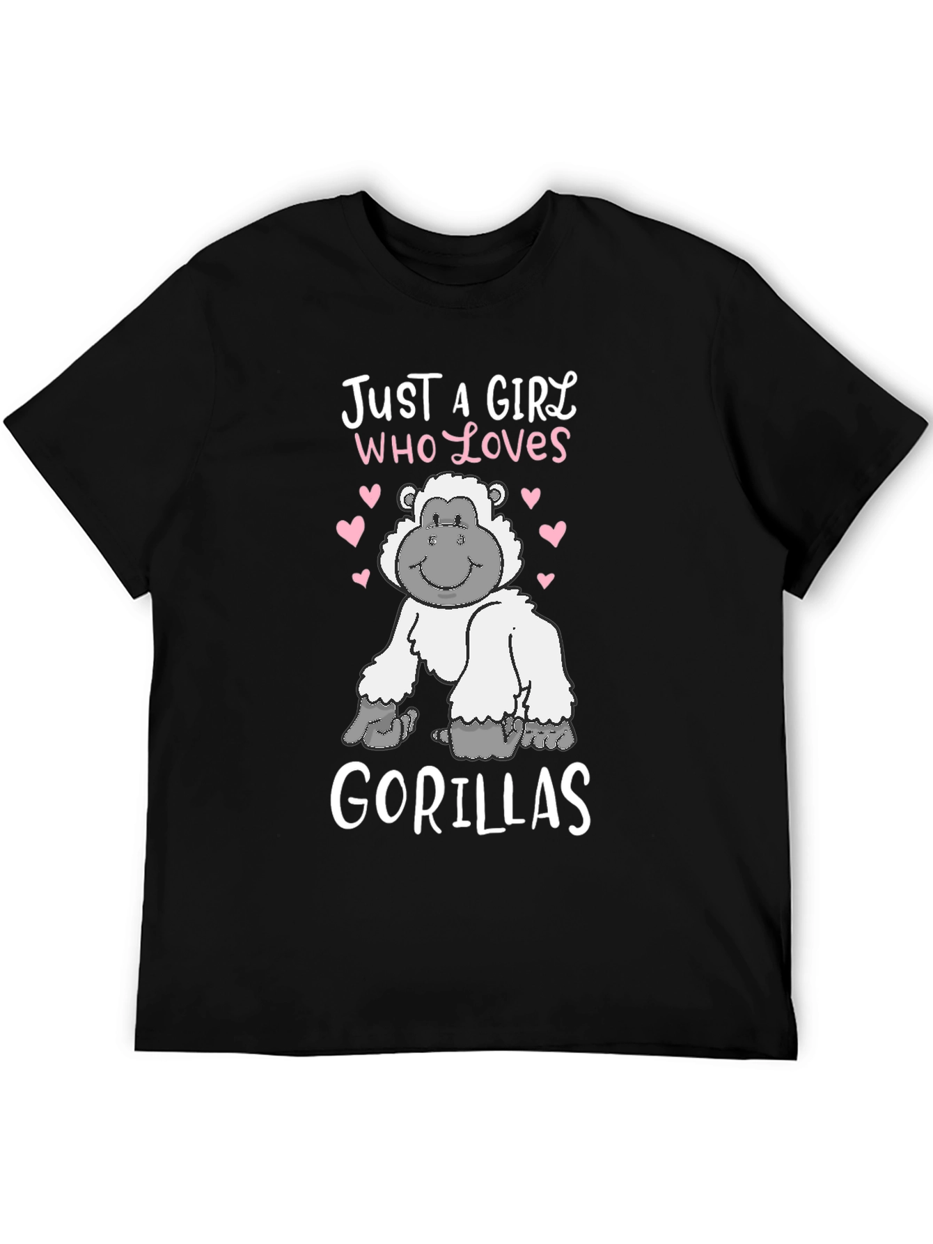 Black Just a Girl Who Loves Gorillas T-Shirt view 5