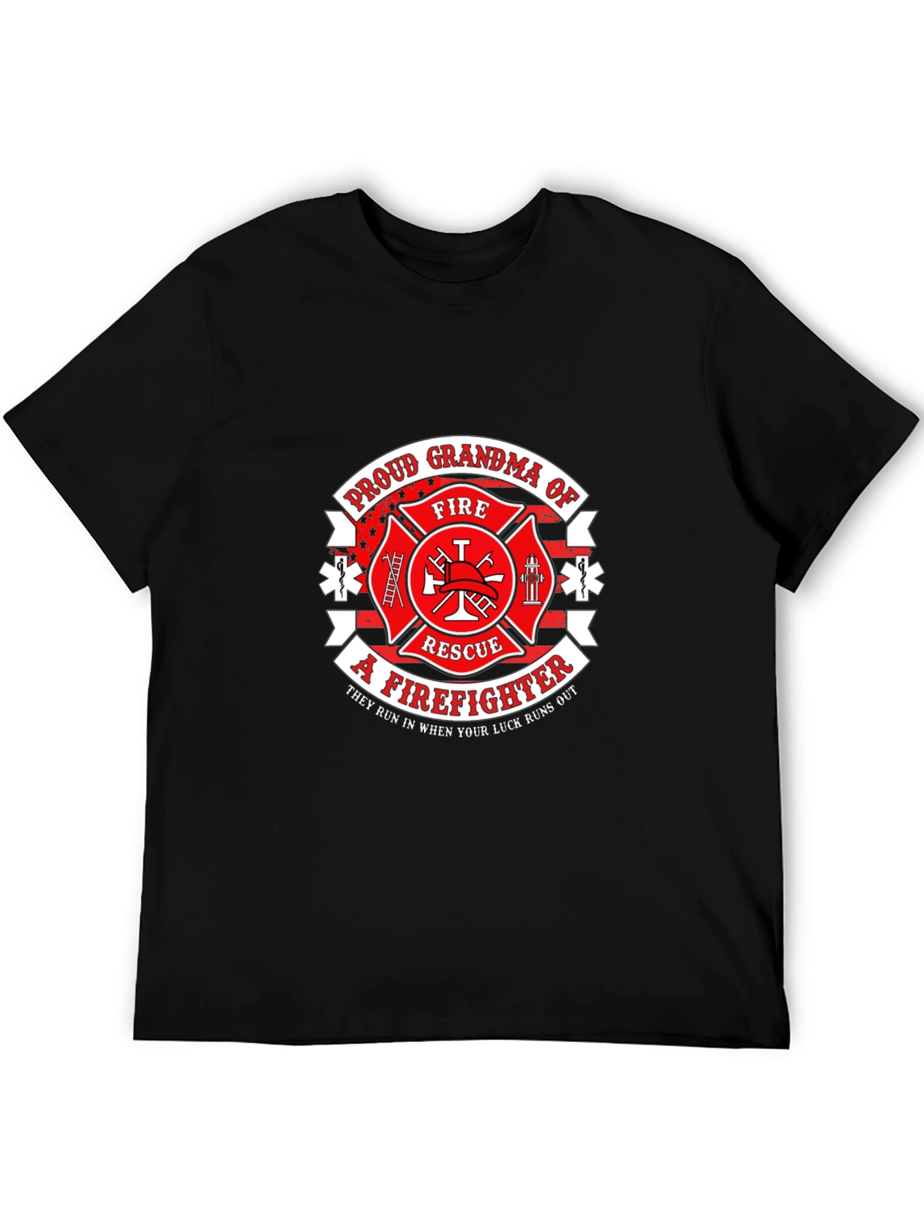 Black Proud Grandma Firefighter T-Shirt view 5
