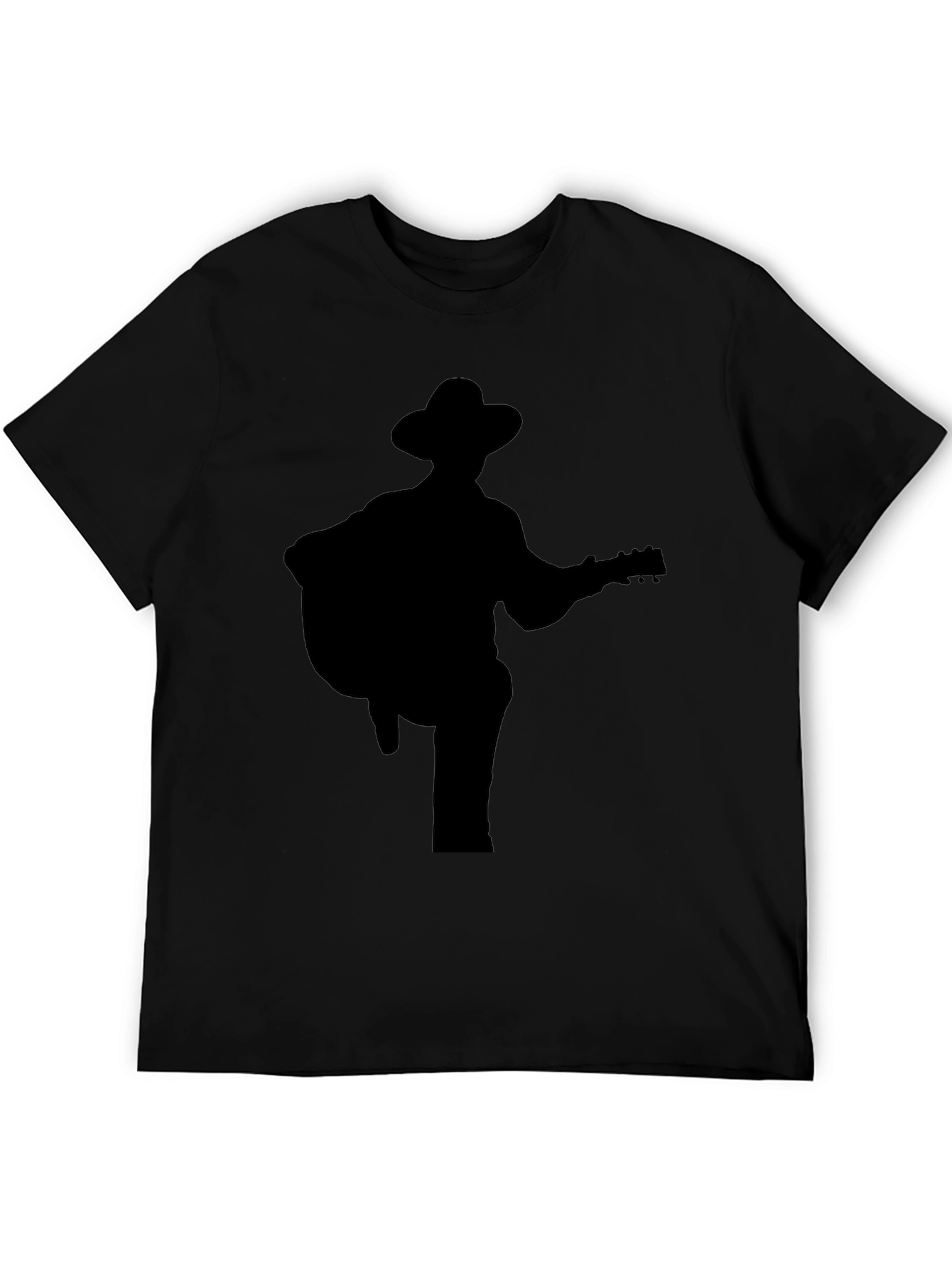 Black Guitar Player Silhouette Tee view 5