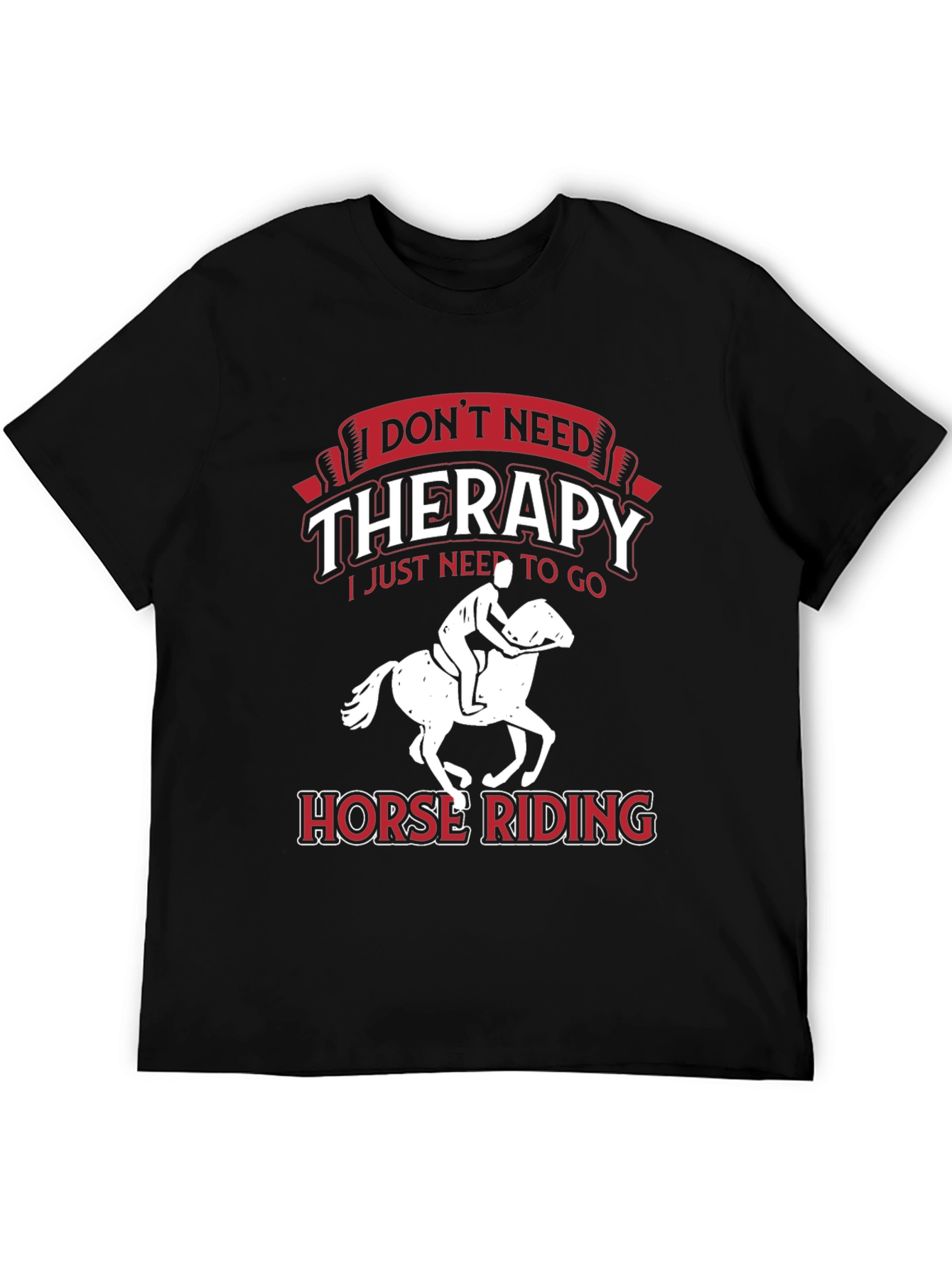 Black Horse Riding Therapy T-Shirt view 5