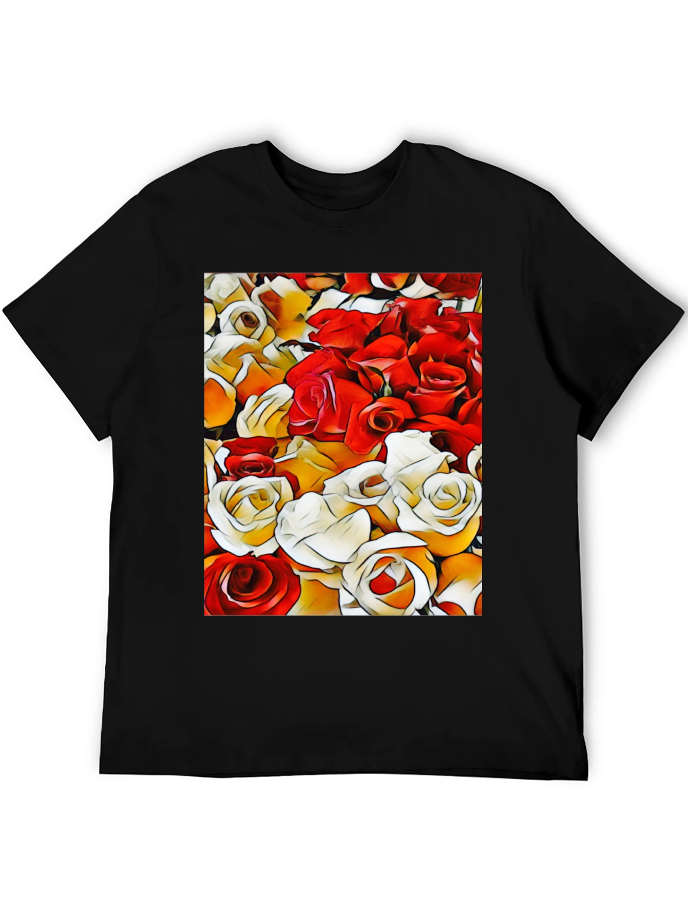 Black Floral Pattern T-Shirt view 5