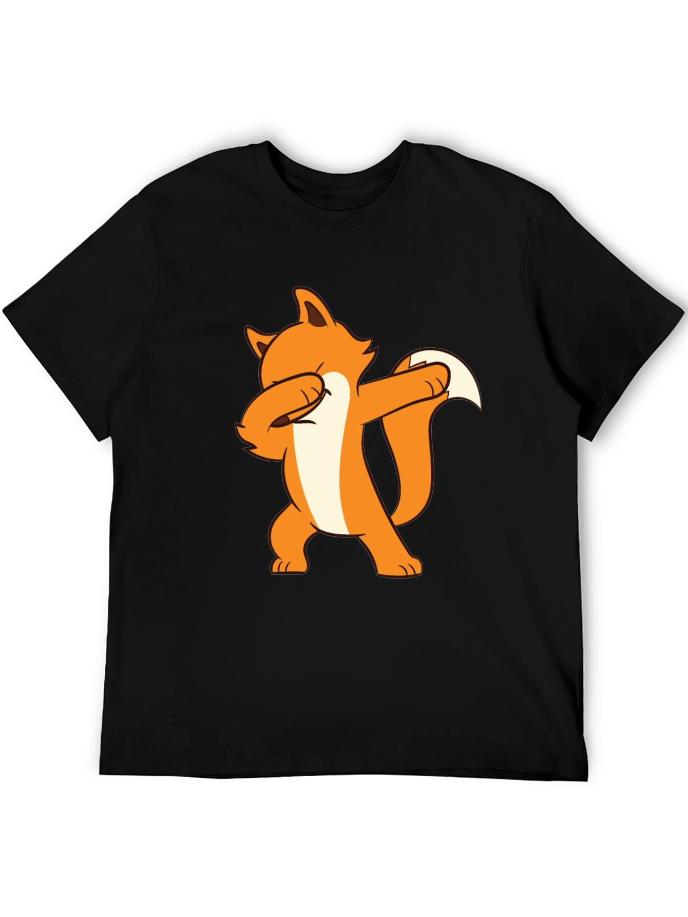 Black Dabbing Fox Graphic Tee - Black Cotton T-Shirt view 5