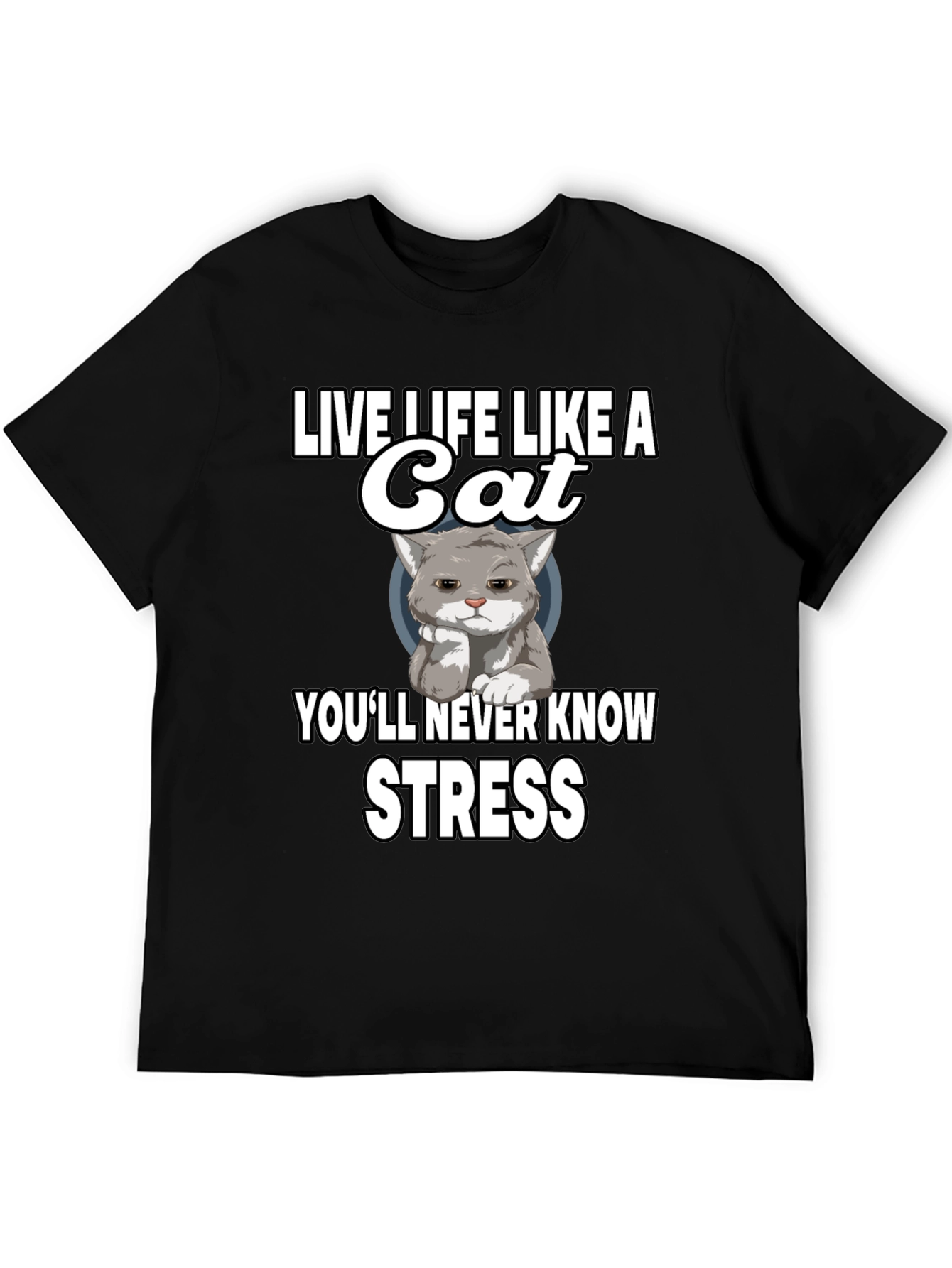 Black Live Life Like a Cat Graphic T-Shirt view 5