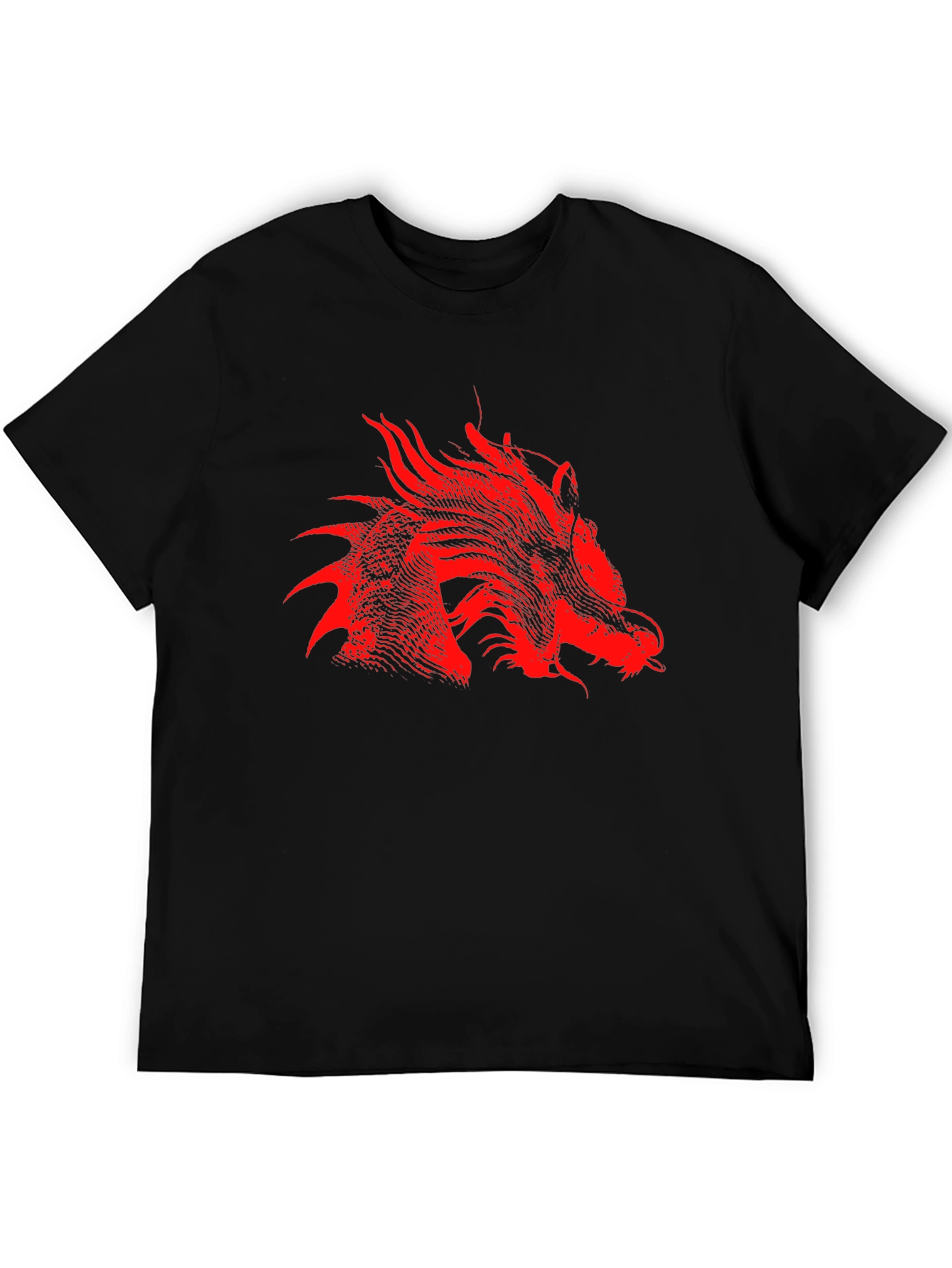 Black Red Dragon Print Black T-Shirt view 5