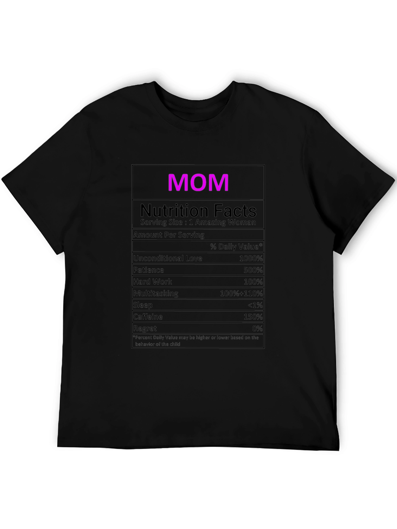 Black Mom Nutrition Facts Graphic T-Shirt - Novelty Tee view 5