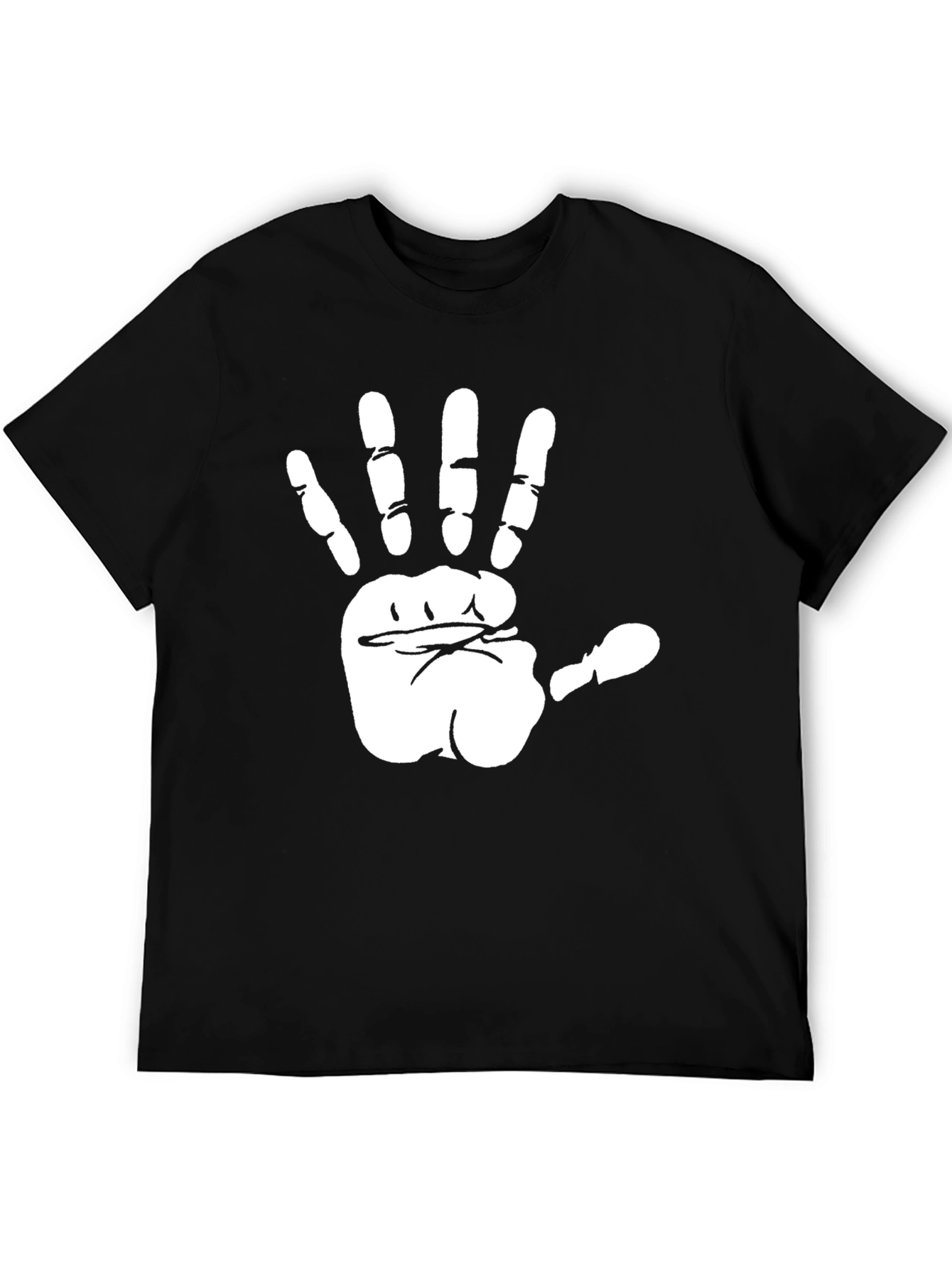 Black Black T-Shirt with White Hand Print Graphic view 5