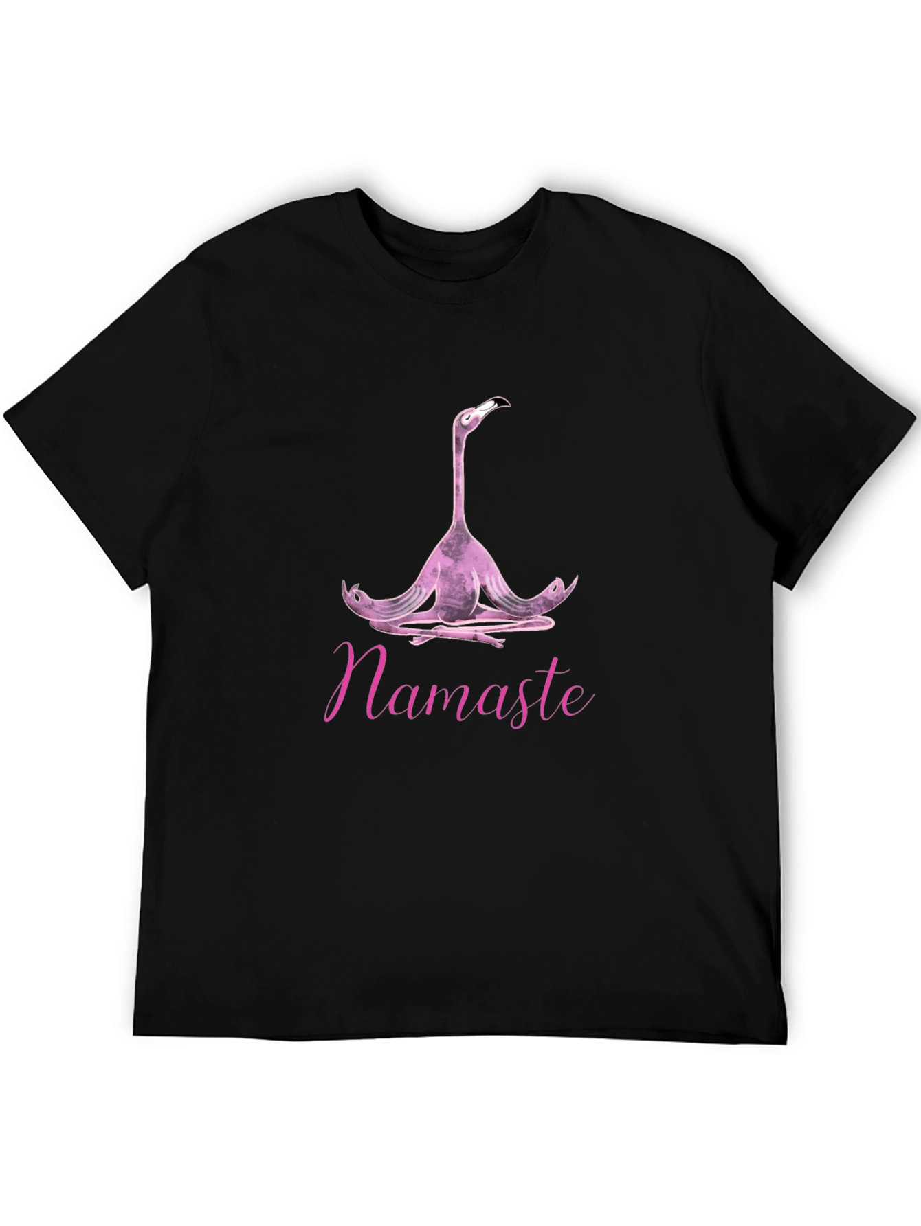 Black Namaste Flamingo Yoga Graphic Tee - Unisex Black T-Shirt view 5