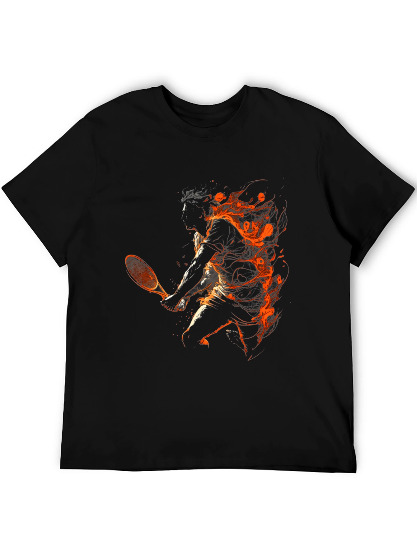 Black Tennis Flame Graphic T-Shirt - Black view 5