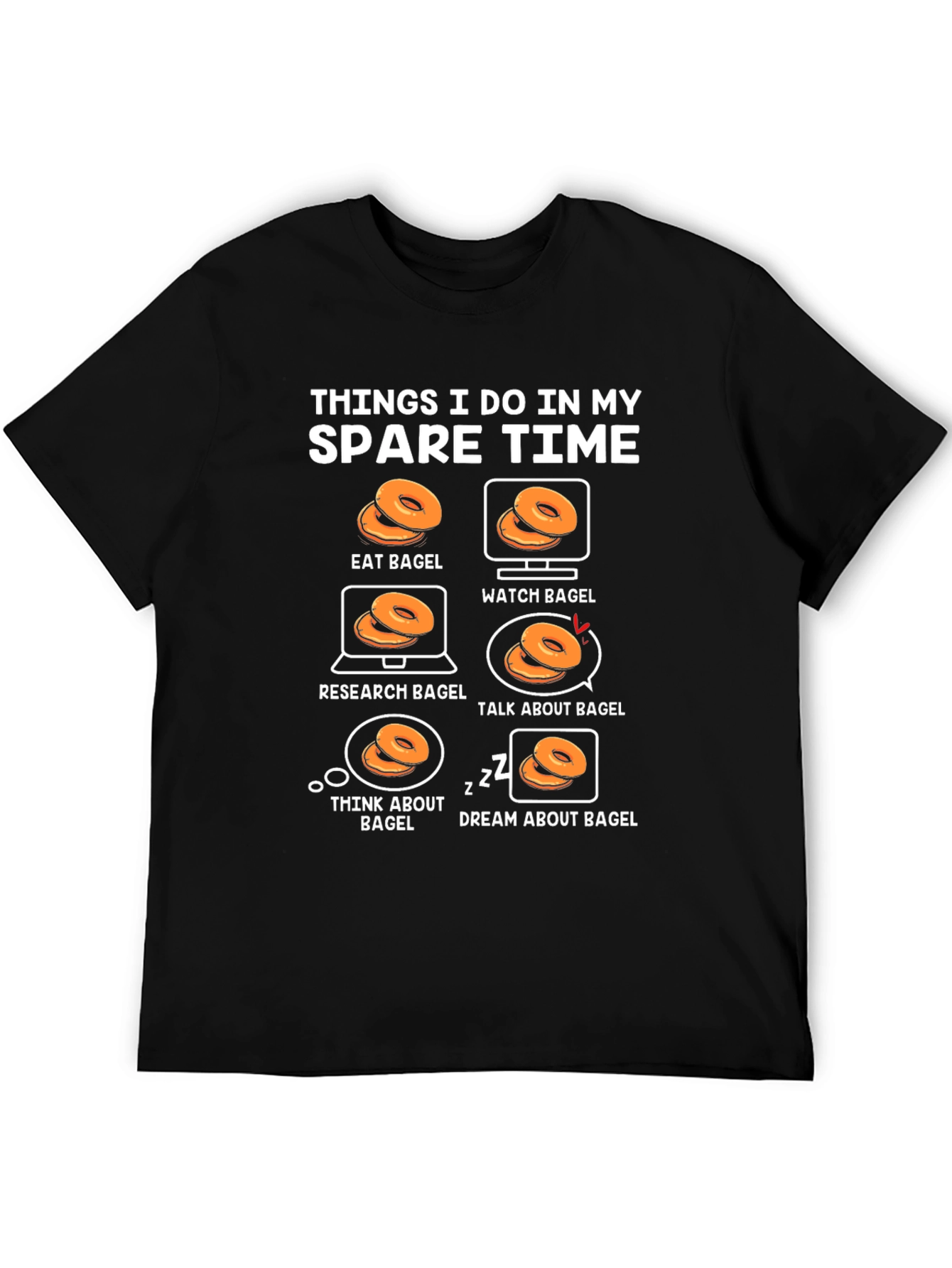 Black Bagel Lover T-Shirt: Spare Time Activities view 5