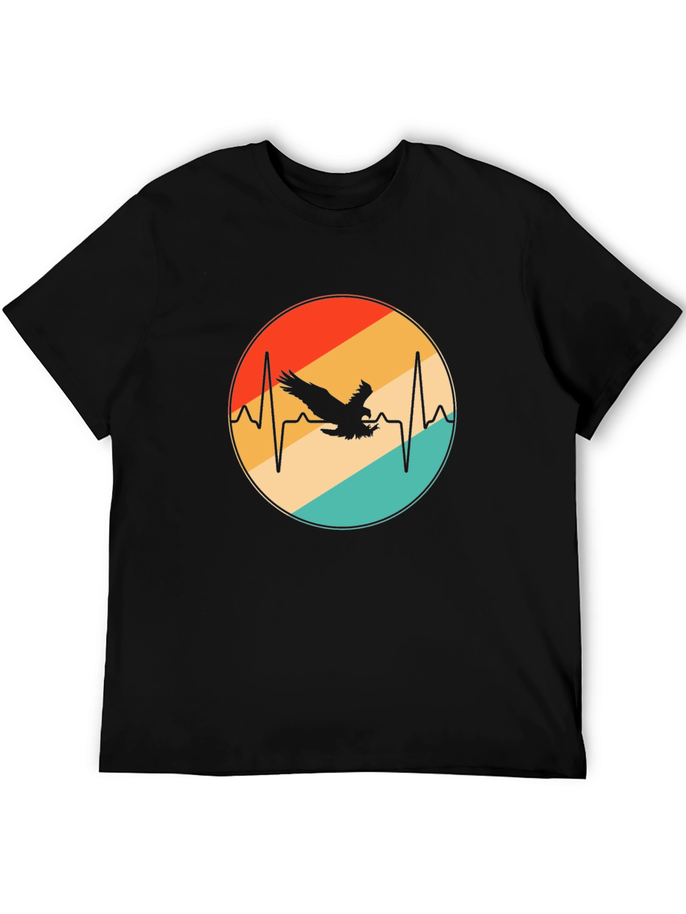 Black Eagle Heartbeat Graphic Tee - Stylish Black T-Shirt view 5