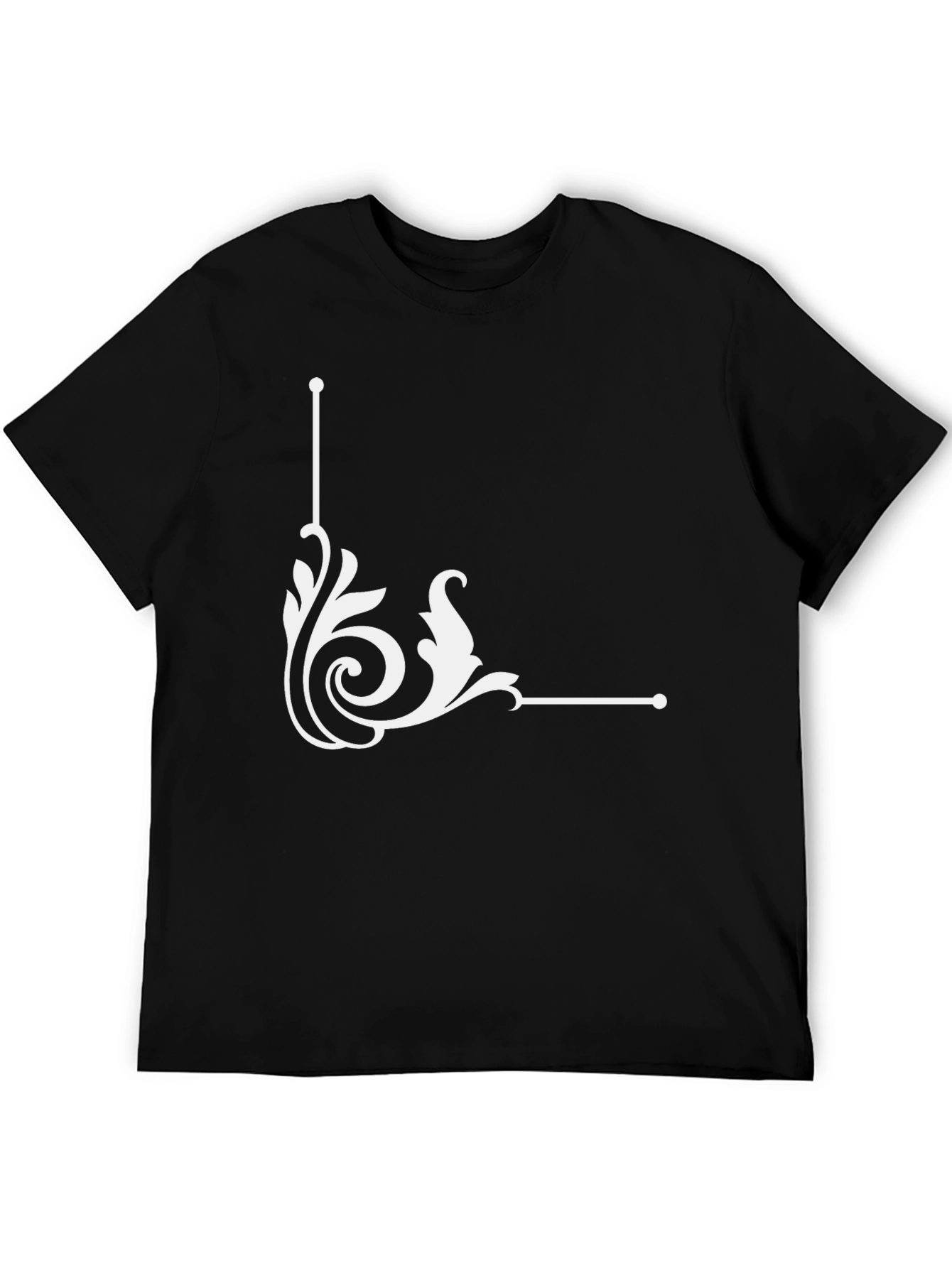 Black Elegant Swirl Graphic Black T-Shirt view 5