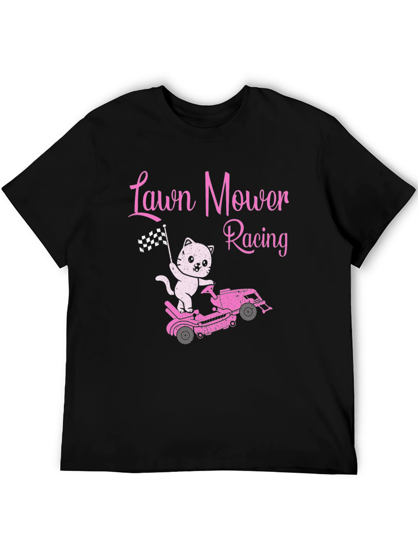 Black Lawn Mower Racing Cat T-Shirt - Fun Graphic Tee view 5