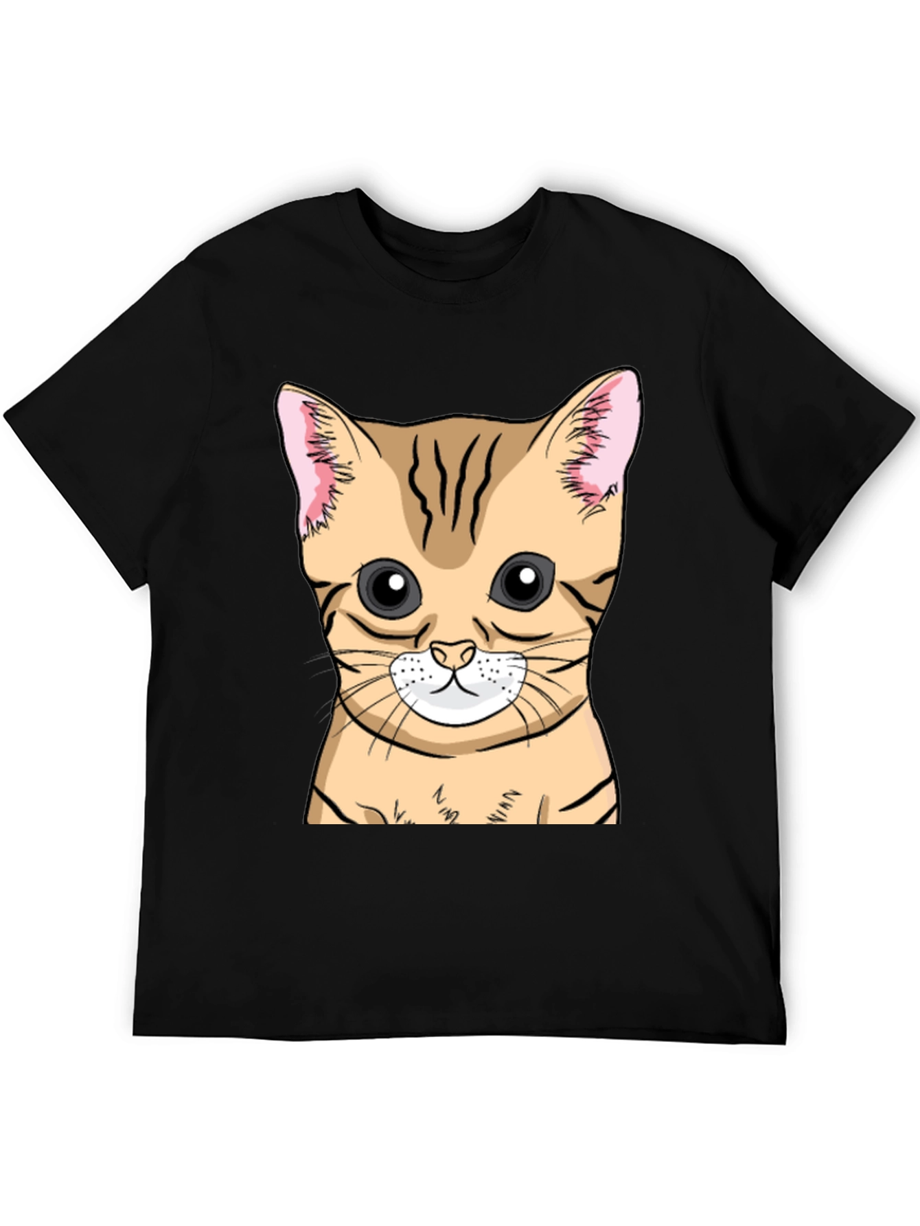 Black Cute Cat Graphic Tee - Black view 5