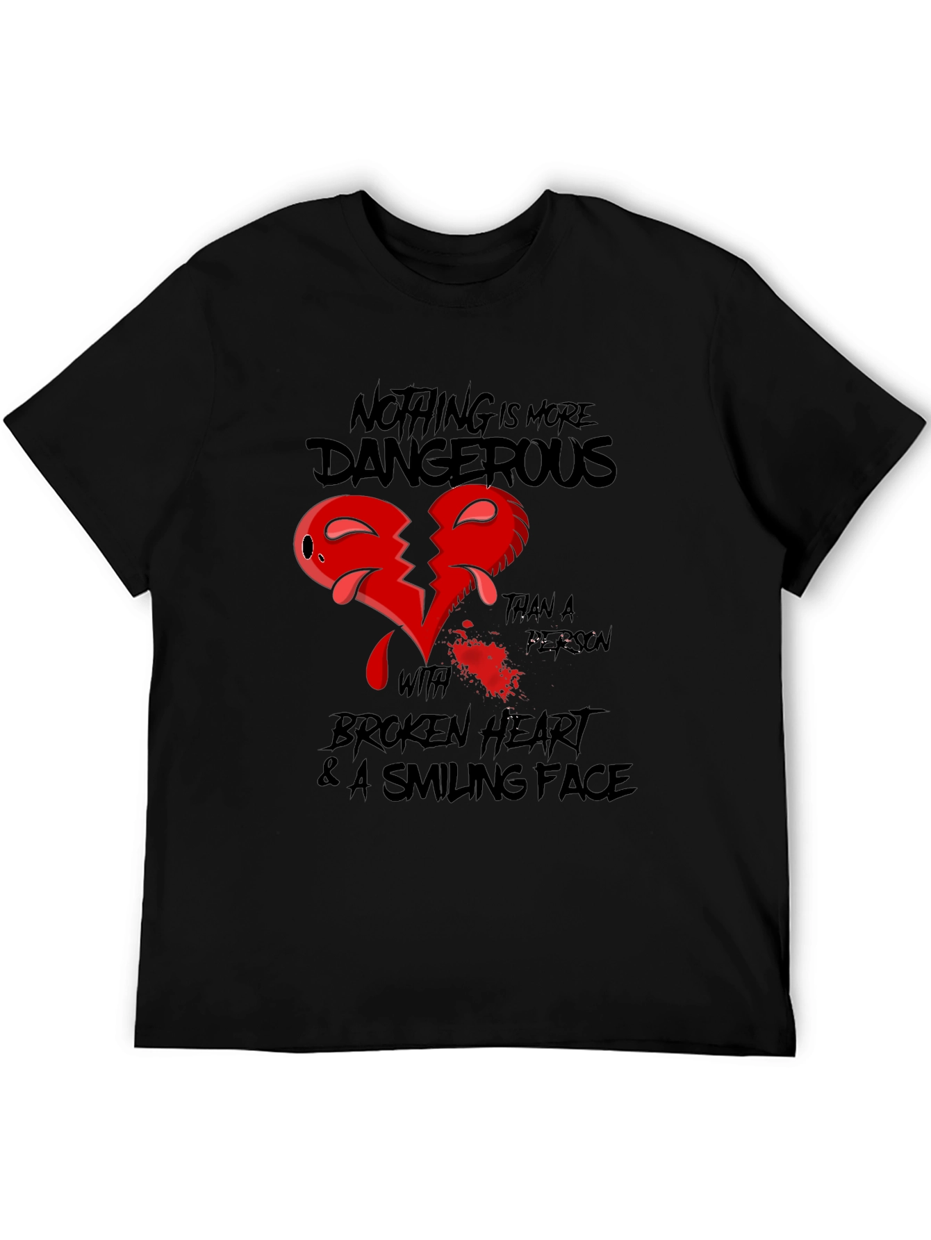 Black Dangerous Heart Graphic T-Shirt view 5