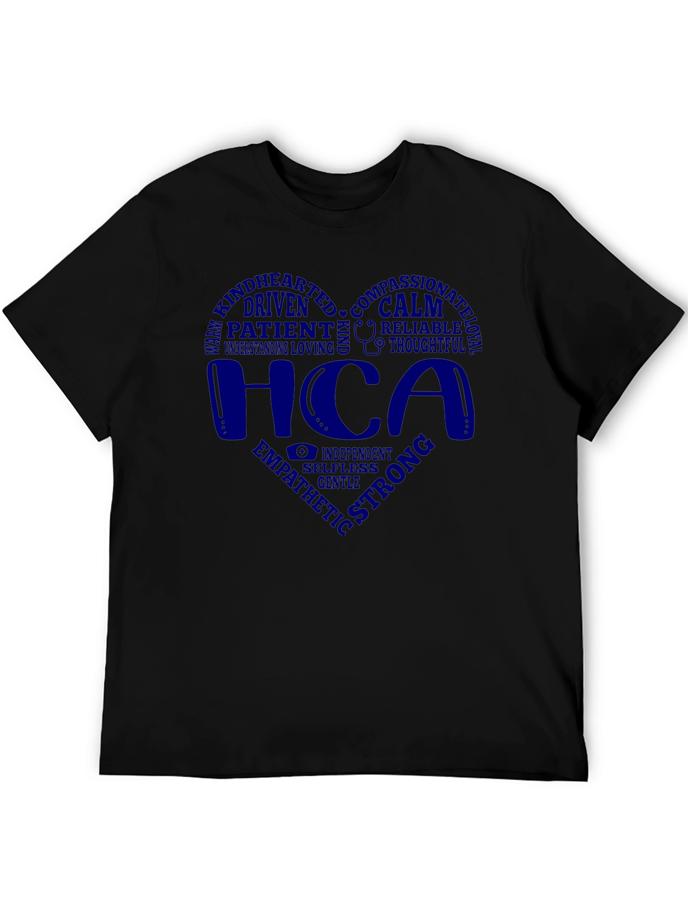 Black HCA Caring Heart T-Shirt - Empathy & Strength view 5