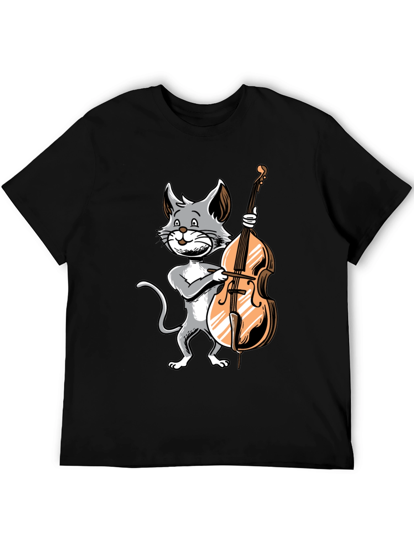 Black Cat Bass Player Graphic T-Shirt view 5