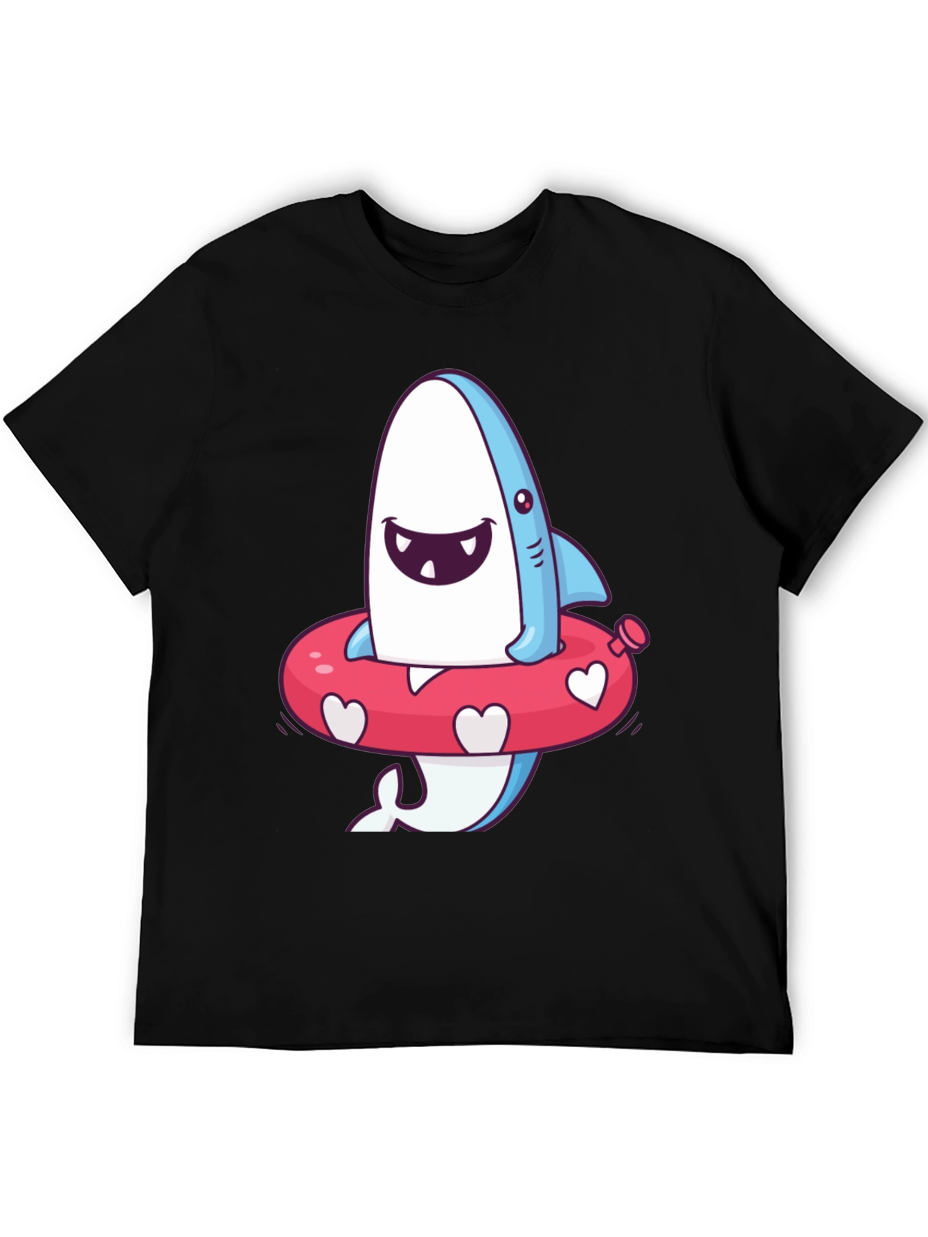 Black Cartoon Shark T-Shirt - Fun Summer Style view 5