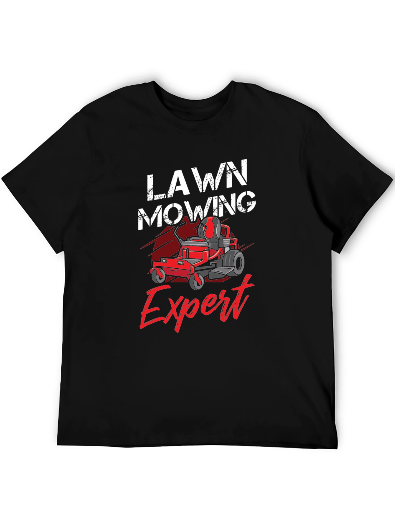 Black Lawn Mowing Expert T-Shirt view 5